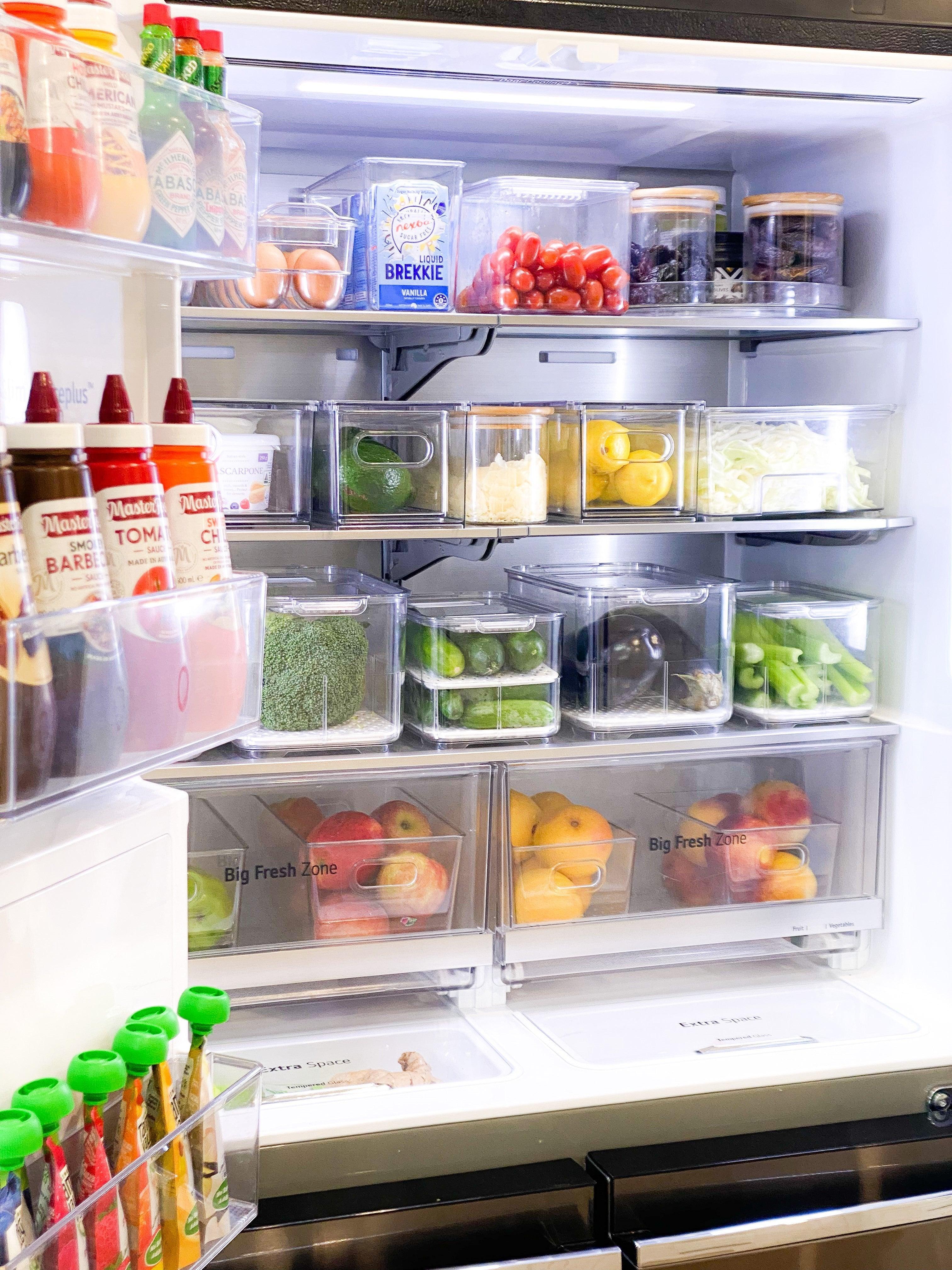 3-Piece Refrigerator Organizer Set - Space Saving Kitchen Storage Bins for Fruits, Vegetables & Snacks - Perfect for Fridge, Pantry & Meal Prep Organization