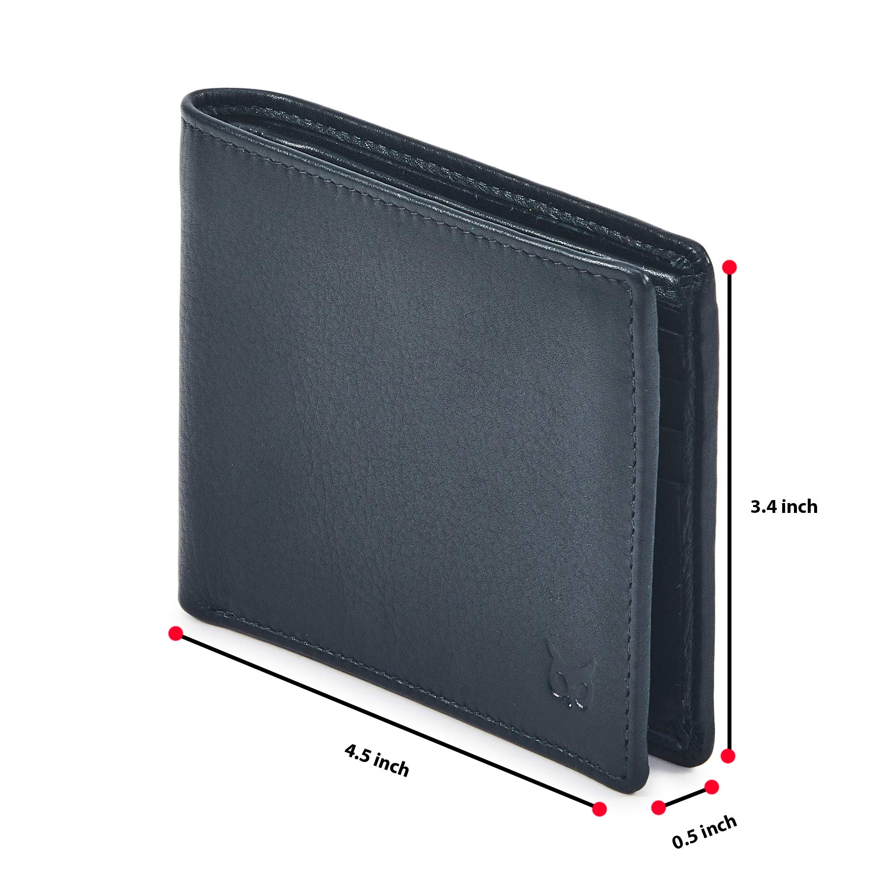 Genuine Leather Men's RFID Blocking Bifold Wallet - Slim & Minimalist Front Pocket Design with ID Window - Thin, Stylish Gift Box (Nappa, Midnight Navy) - Perfect for Everyday Carry, Travel & Business Use