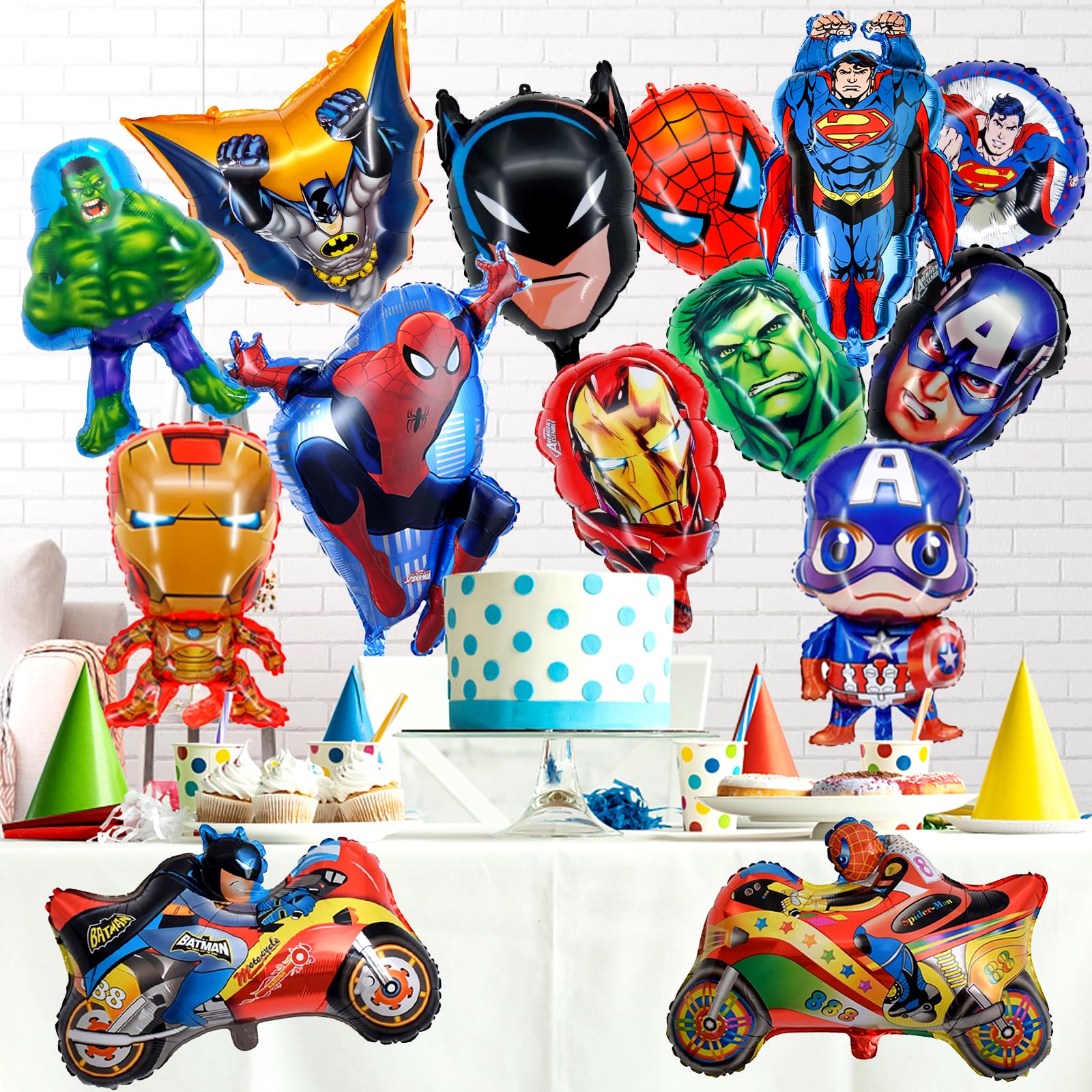 Superhero Aluminum Balloons Set - Superhero Birthday Party Decorations Kit with Foil Balloons for Superhero Themed Parties, Baby Showers & Room Decor - Perfect for Kids Birthday, Comic Con Events & Superhero Fan Gifts