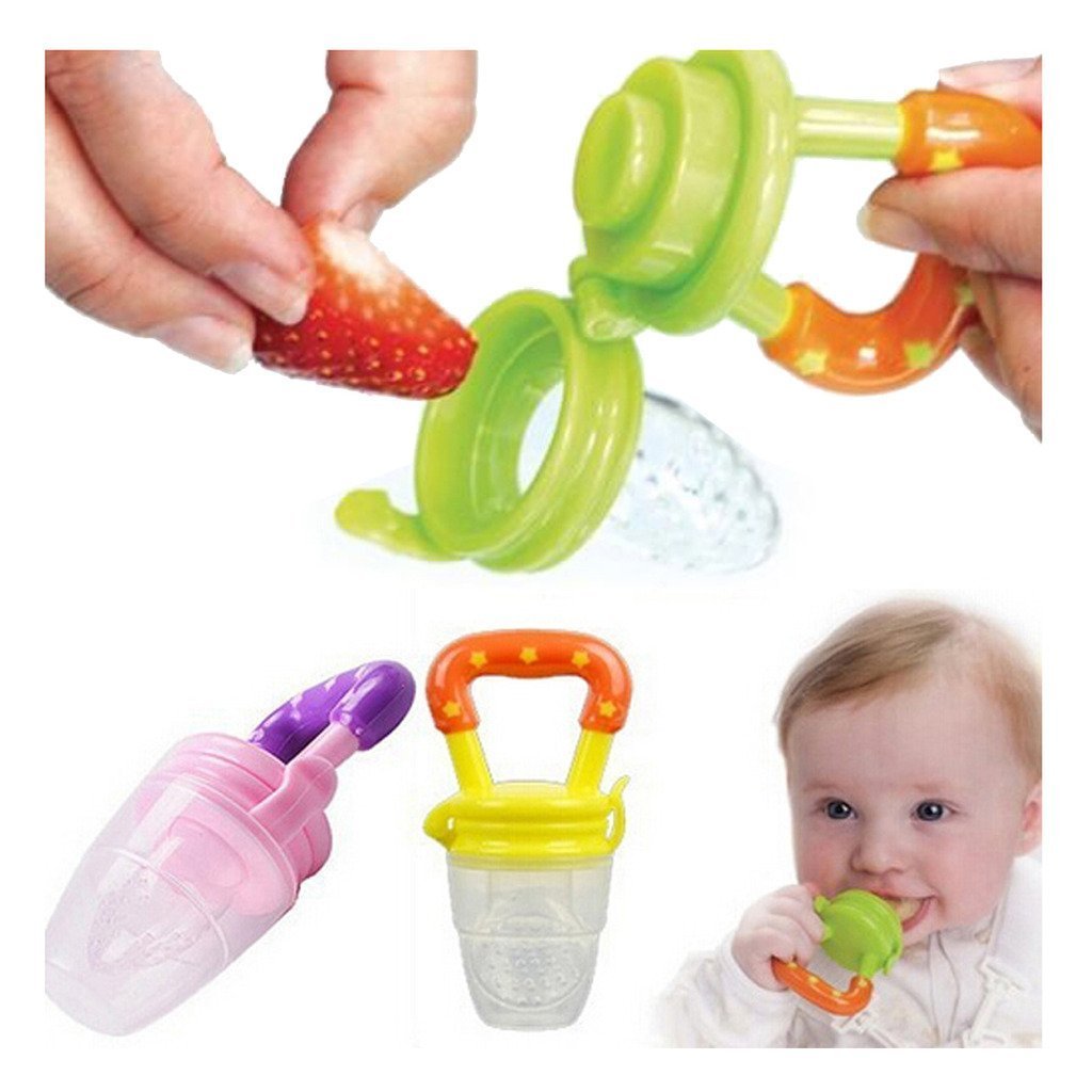 Tinny Tots Silicone Baby Food Feeder with Fruit Pouch & Teething Relief - BPA-Free Infant Soother (Yellow) | Perfect for Teething Babies & Introducing Solid Foods Safely