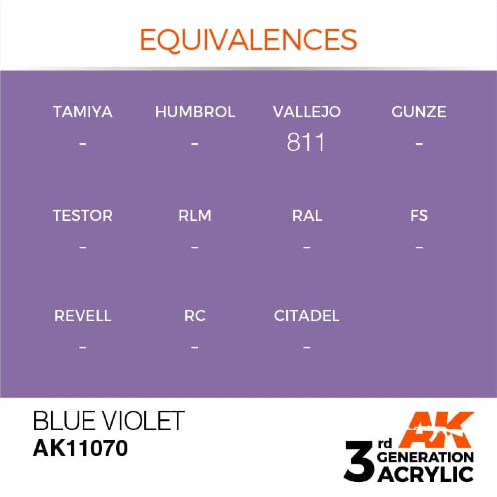 AK Interactive AK11070 Blue Violet Acrylic Paint - 17ml Bottle (3rd Generation) for Miniature Models, War Gaming & Scale Modeling - Premium Hobby Paint for Artists & DIY Crafts