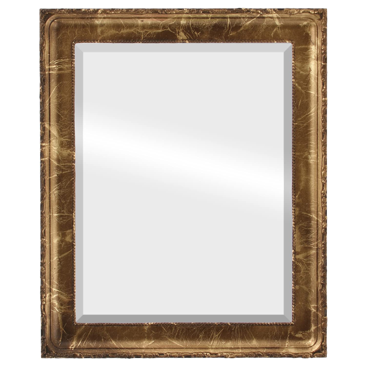Ovalcrest 27x33 Inch Rectangle Wooden Beveled Wall Mirror - Champagne Gold Frame - Elegant Home Decor for Bathroom, Vanity, Bedroom, Living Room & Hallway - Perfect for Makeup, Dressing & Interior Design