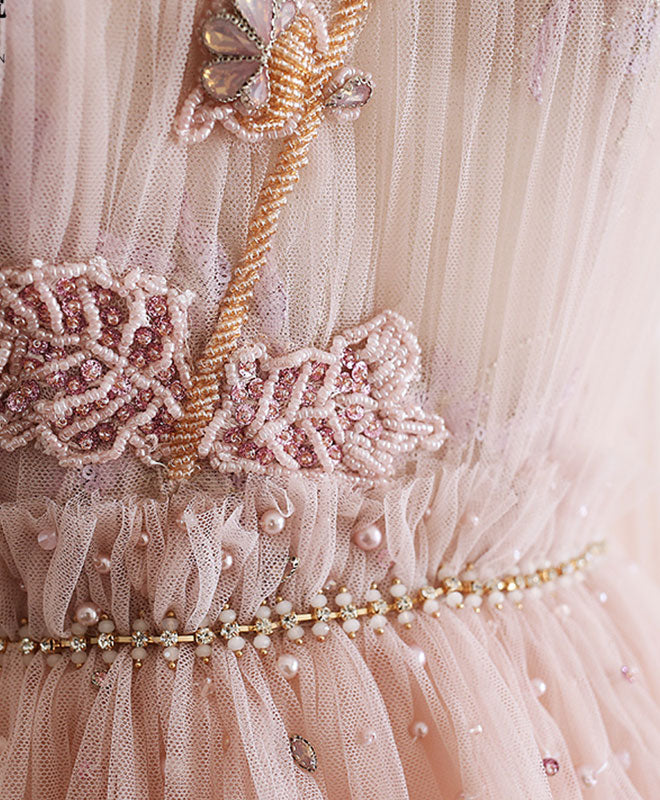 Elegant Pink Tulle Lace Prom Dress & Homecoming Gown - Perfect for Formal Dances, Graduation Parties & Special Occasions