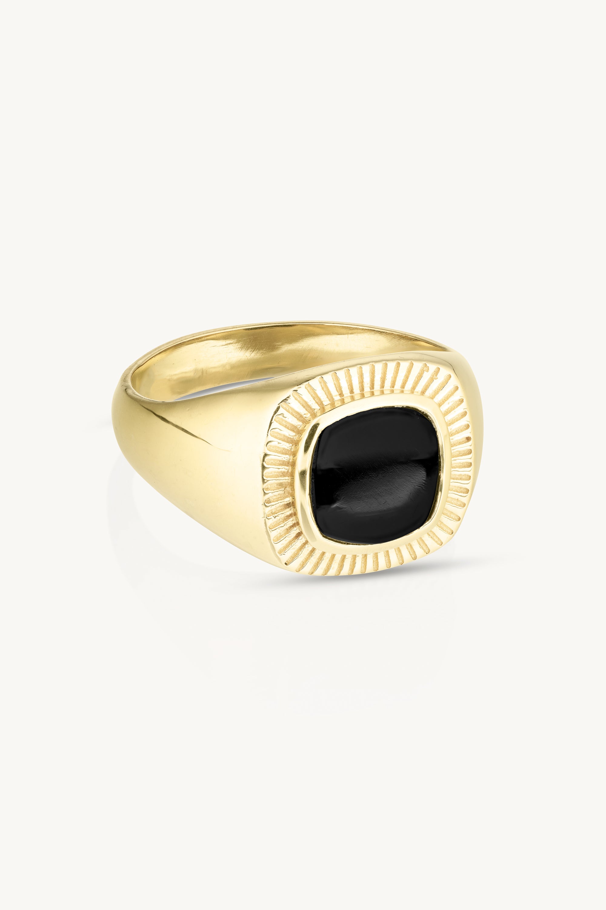 Lennox Black Onyx Gold Ring for Men - 14K Solid Gold Statement Ring - Elegant Jewelry Gift for Him - Perfect for Weddings, Parties & Special Occasions