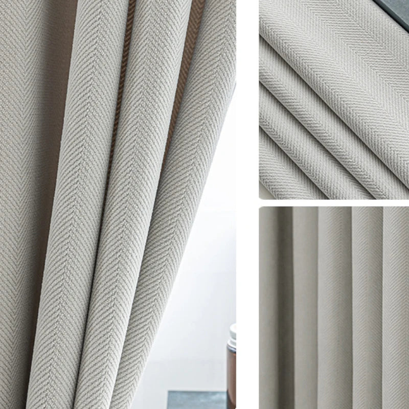 Sophia Plush Herringbone Blackout Curtains for Bedroom - Thermal Insulated Noise Reducing Window Drapes with Custom Sizes, Perfect for Nursery, Living Room & Home Theater