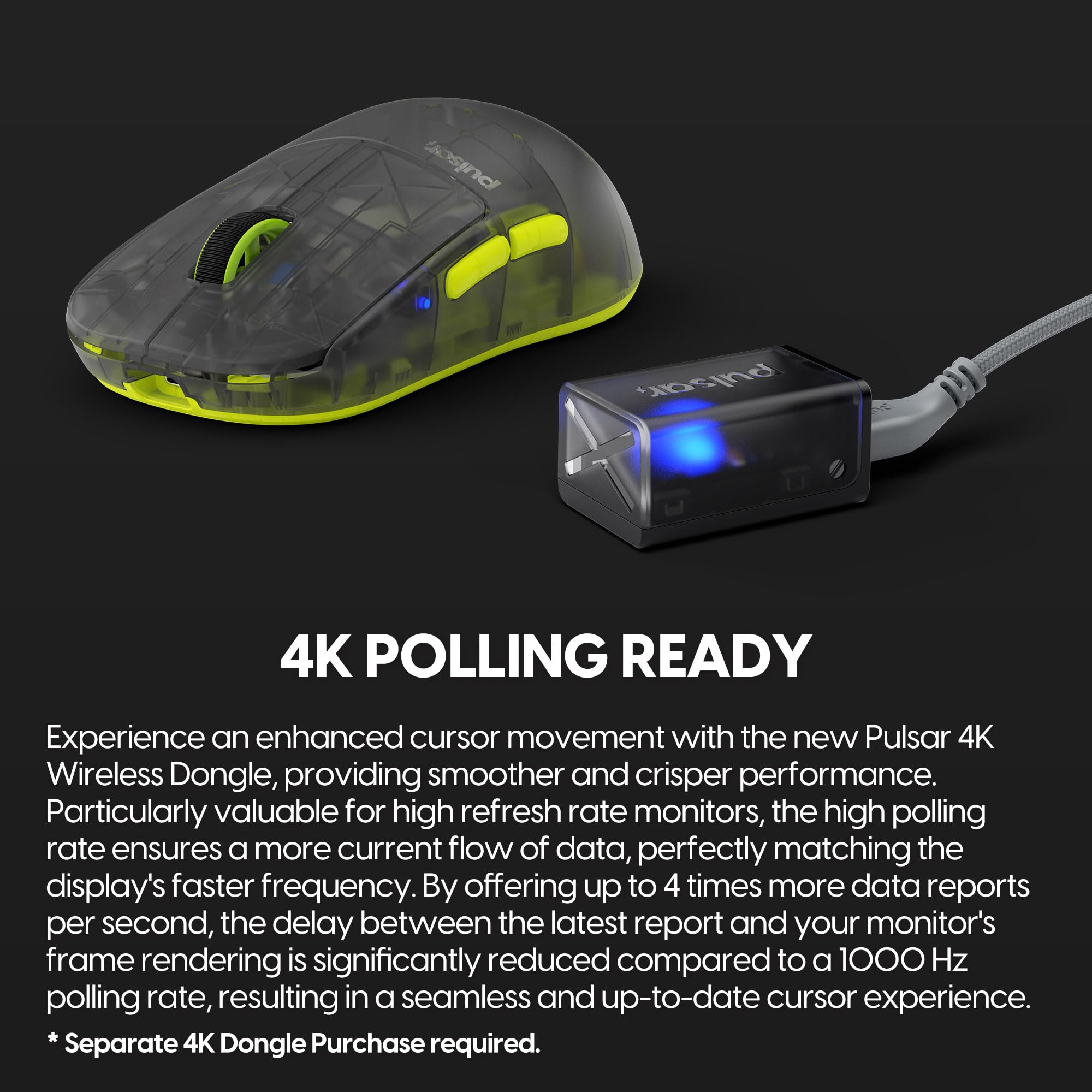 Pulsar X2H Wireless Gaming Mouse - Ultra Lightweight 54g, Symmetrical Design, 2.4GHz Connectivity, 1000Hz Polling Rate, PAW3395 26K DPI Optical Sensor, 100-Hour Battery Life (Acid Green) - Perfect for FPS, MOBA & Esports Gaming
