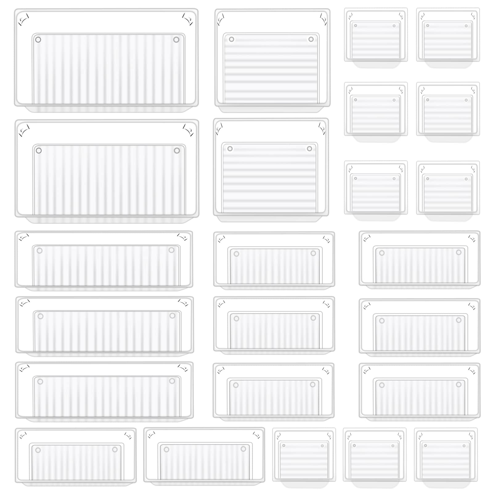 TWBEST 24-Pack Plastic Drawer Organizers - Clear Storage Bins for Makeup, Stationery, Utensils - Perfect for Bathroom, Kitchen, Office & Desk Organization (Transparent)