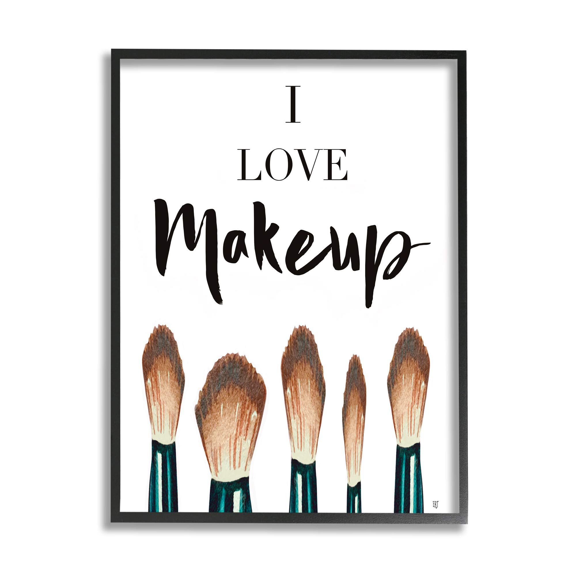 Stupell Industries 'I Love Makeup' Glam Cosmetic Brushes Framed Wall Art - 16
