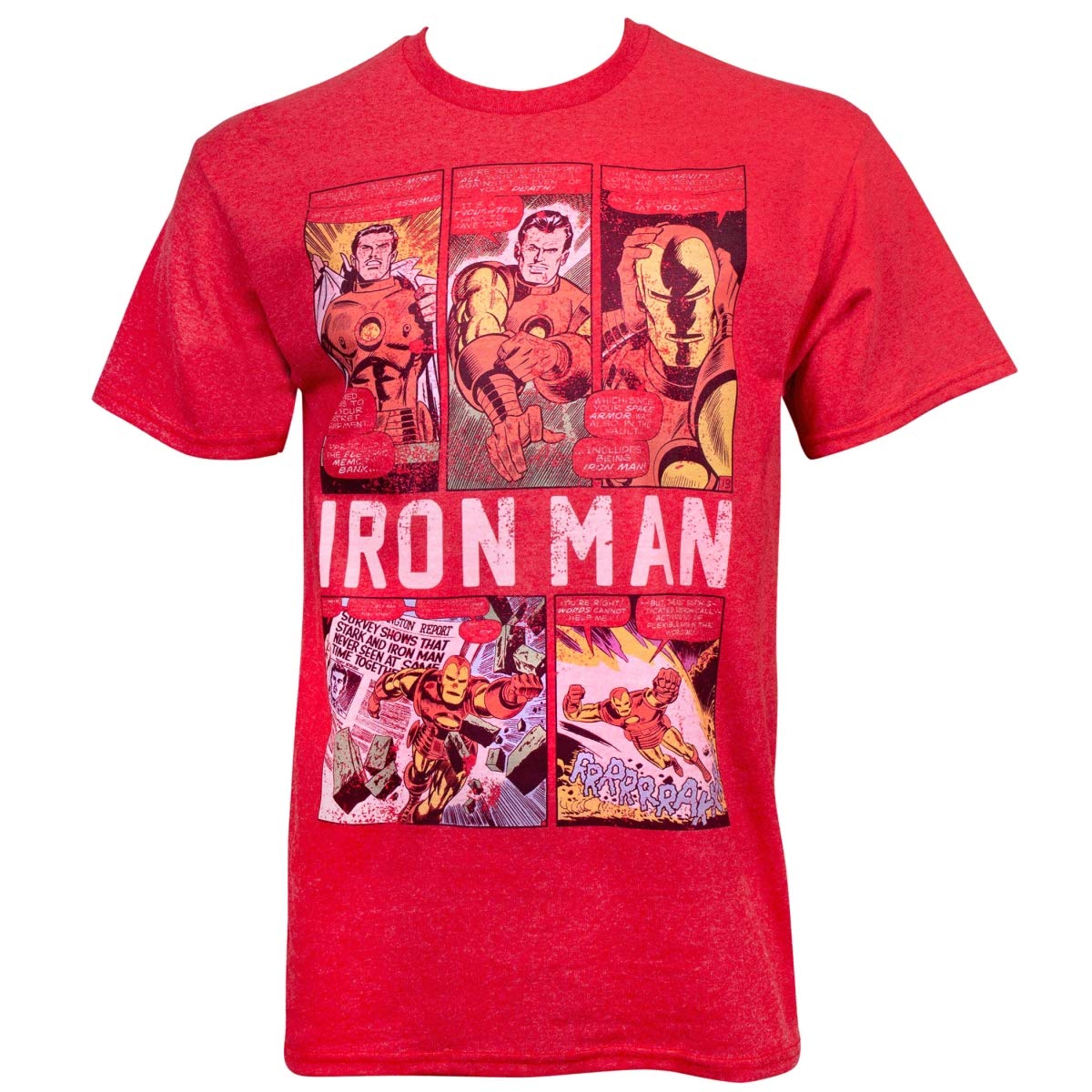Marvel Iron Man Comic Panels Red T-Shirt for Men - Superhero Graphic Tee for Cosplay, Comic Con & Casual Wear