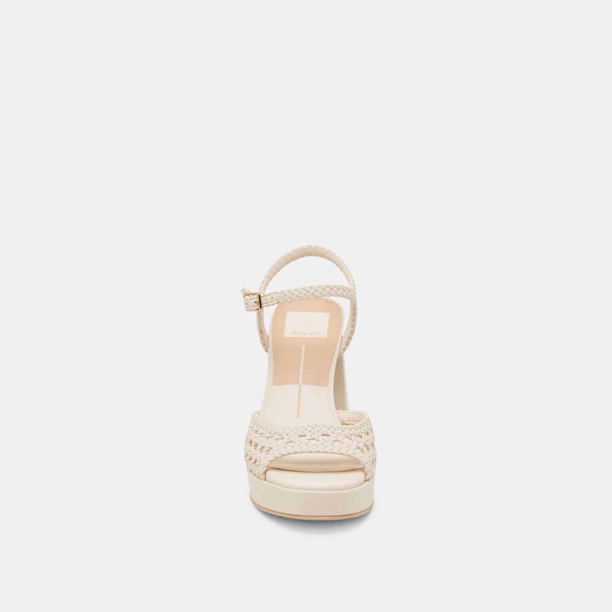 Peyten Women's Wide Heel Sandals in Cream Woven Leather - Comfortable & Stylish for Summer, Beach, and Casual Outings