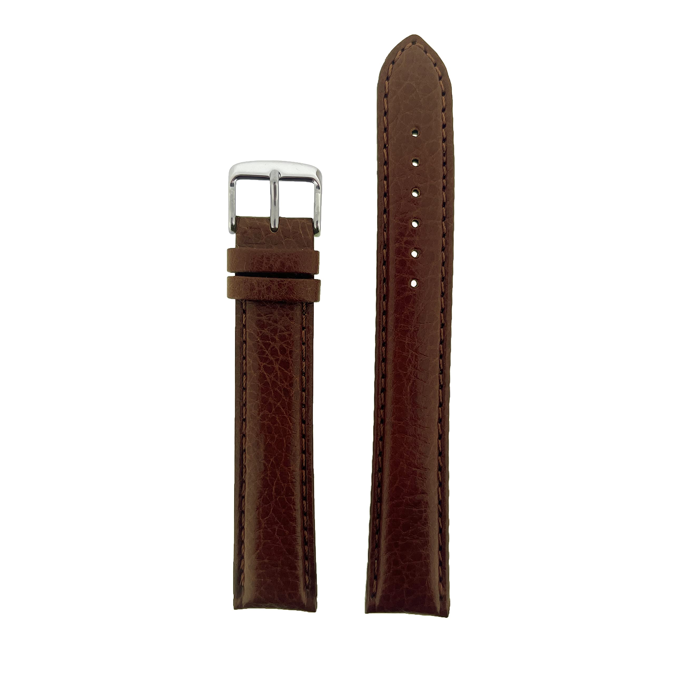 Techswiss Extra Long XXXL Genuine Calfskin Leather Watch Band - Brown | Adjustable Replacement Strap for Big Wrists, Dress Watches & Formal Occasions