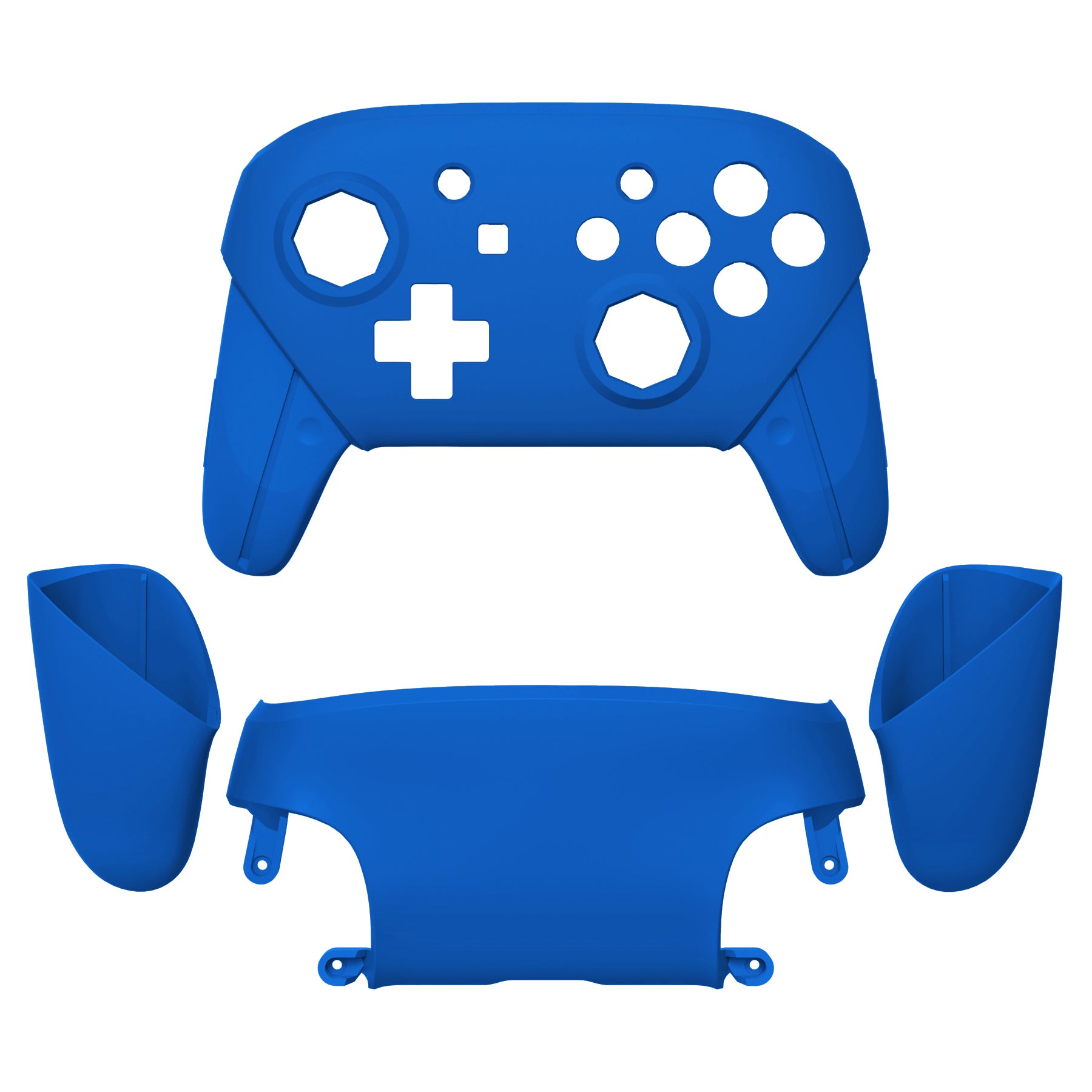 eXtremeRate Blue Faceplate & Backplate Cover for Nintendo Switch Pro Controller - DIY Replacement Grip Housing Shell with Octagonal Gated Sticks Design (Controller Not Included) - Perfect for Gaming, Customization & Controller Repair