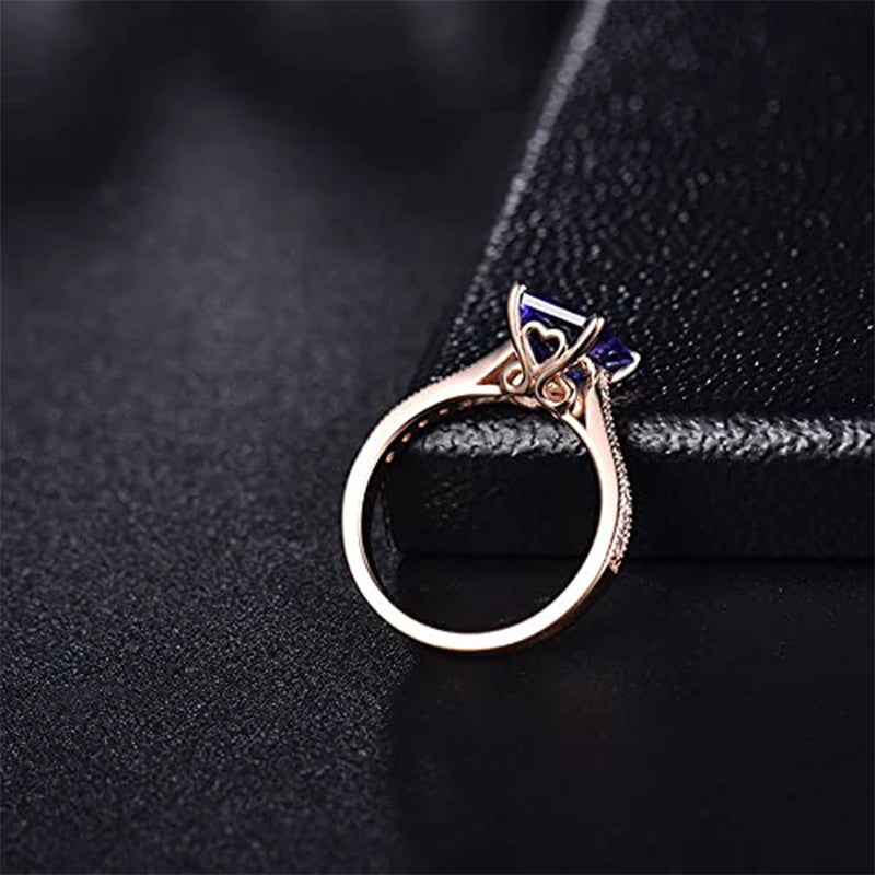 Exquisite 14K Rose Gold Tanzanite & Diamond Ring for Women | Elegant Wedding, Engagement & Anniversary Jewelry Gift