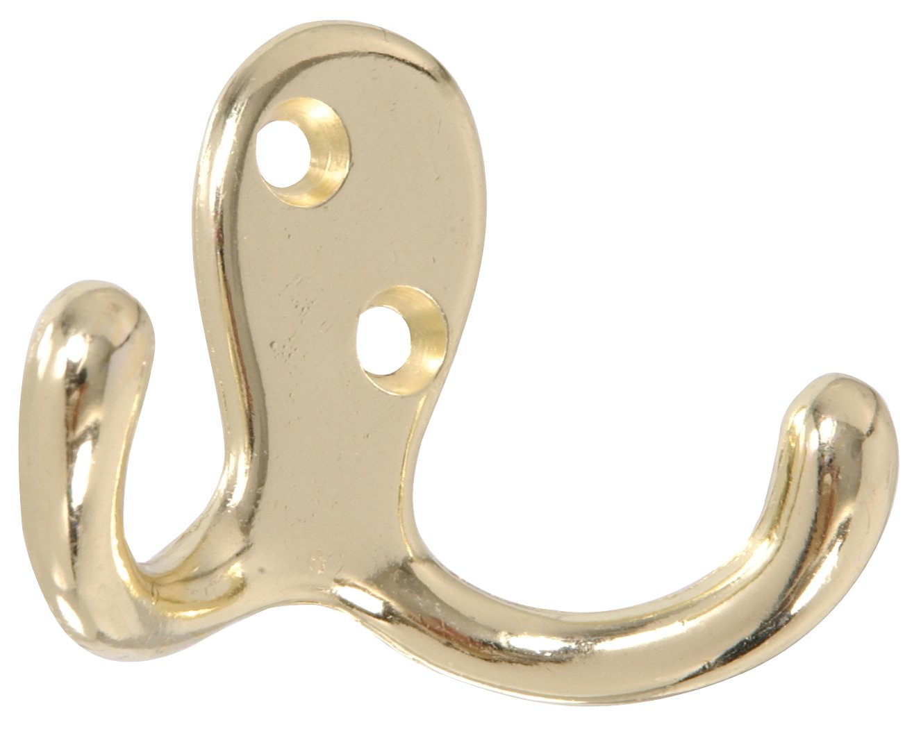 Hillman 852083 Double Clothes Hooks 2-Pack - Solid Brass Wall Mounted Hooks for Bathroom, Bedroom & Entryway Organization