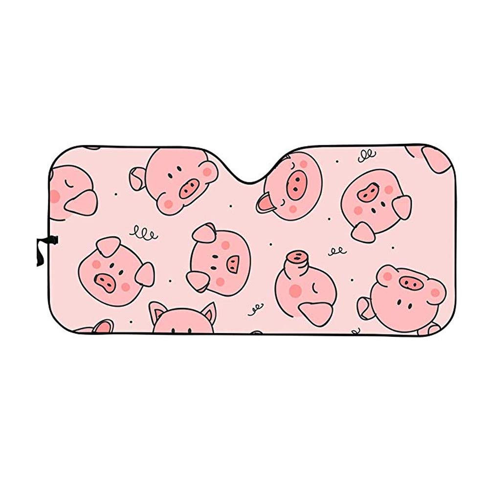 Amzbeauty Cute Pink Pigs Car Sun Shade - Universal Windshield Sunshade to Block Sun Glare, UV Rays & Heat | Protect Car Interior | Perfect for Summer Driving & Parking
