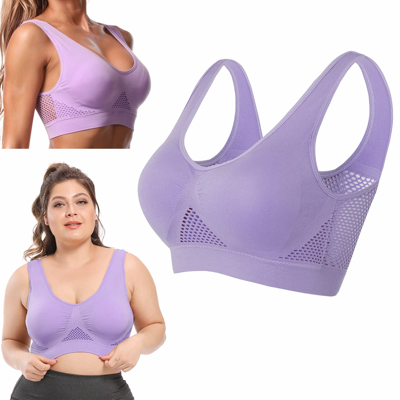 Ladicool Air Bra for Women - Plus Size Breathable Wireless Sports Bra with Cooling & Lift Support - Seamless Comfort for Yoga, Running & Workouts