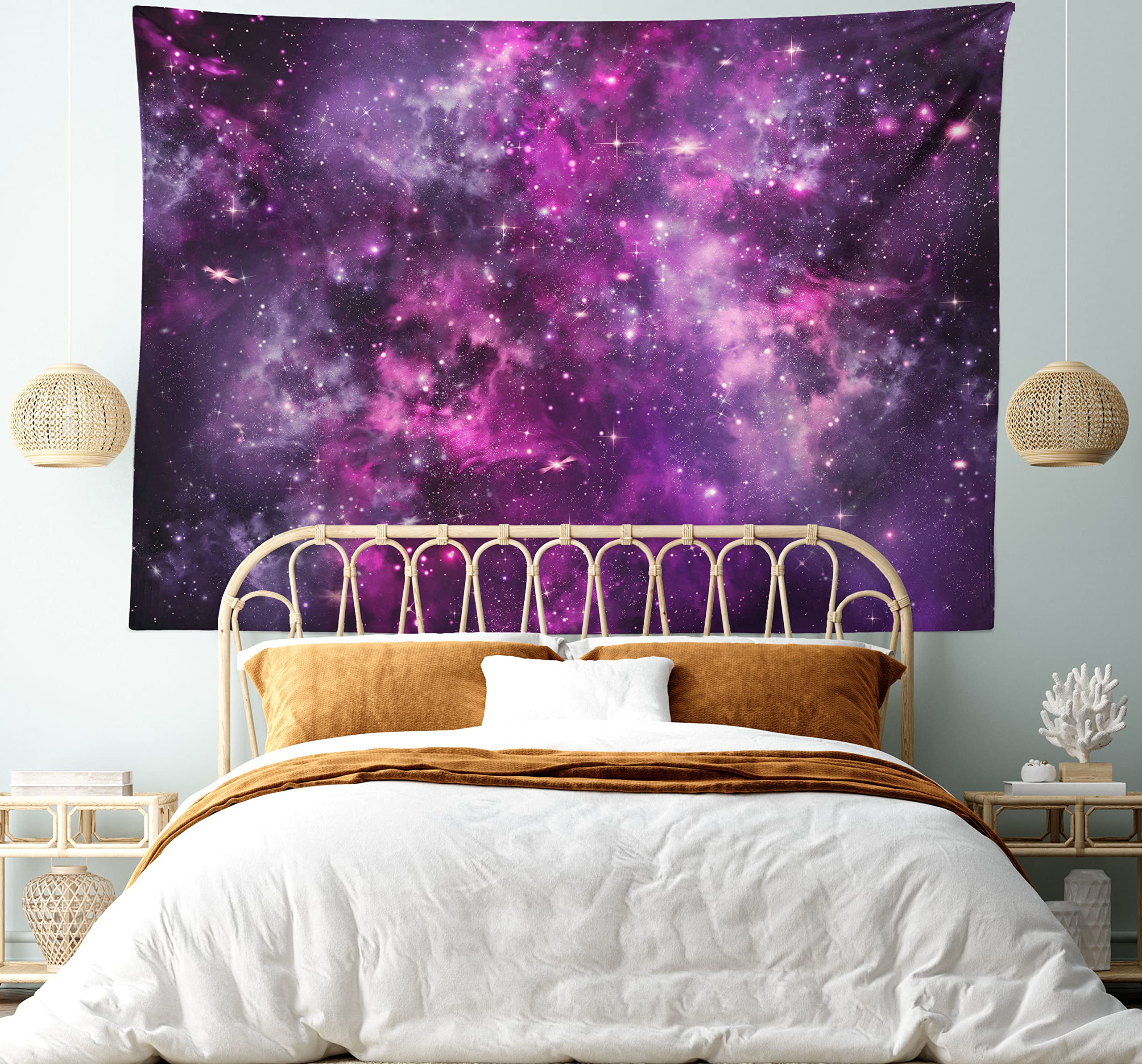 Ambesonne Purple Galaxy Tapestry - Outer Space Nebula with Star Clusters Wall Hanging Decor for Bedroom, Living Room, Dorm - 60