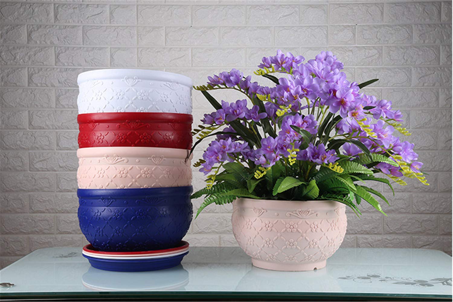 Medium Blue Green Resin Flower Pot - Succulent Planter, Desktop Bonsai Container for Home & Office Decor | Perfect for Indoor Plants, Cacti, and Small Houseplants
