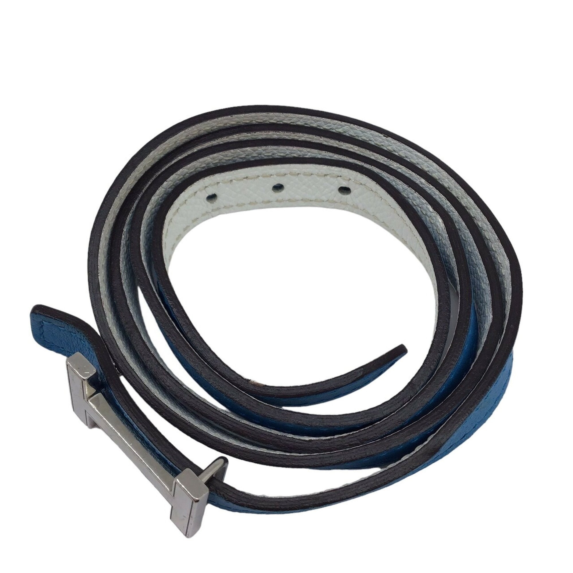 Premium Blue Leather Belt for Men with H Buckle - Stylish & Durable Fashion Accessory for Casual & Formal Wear