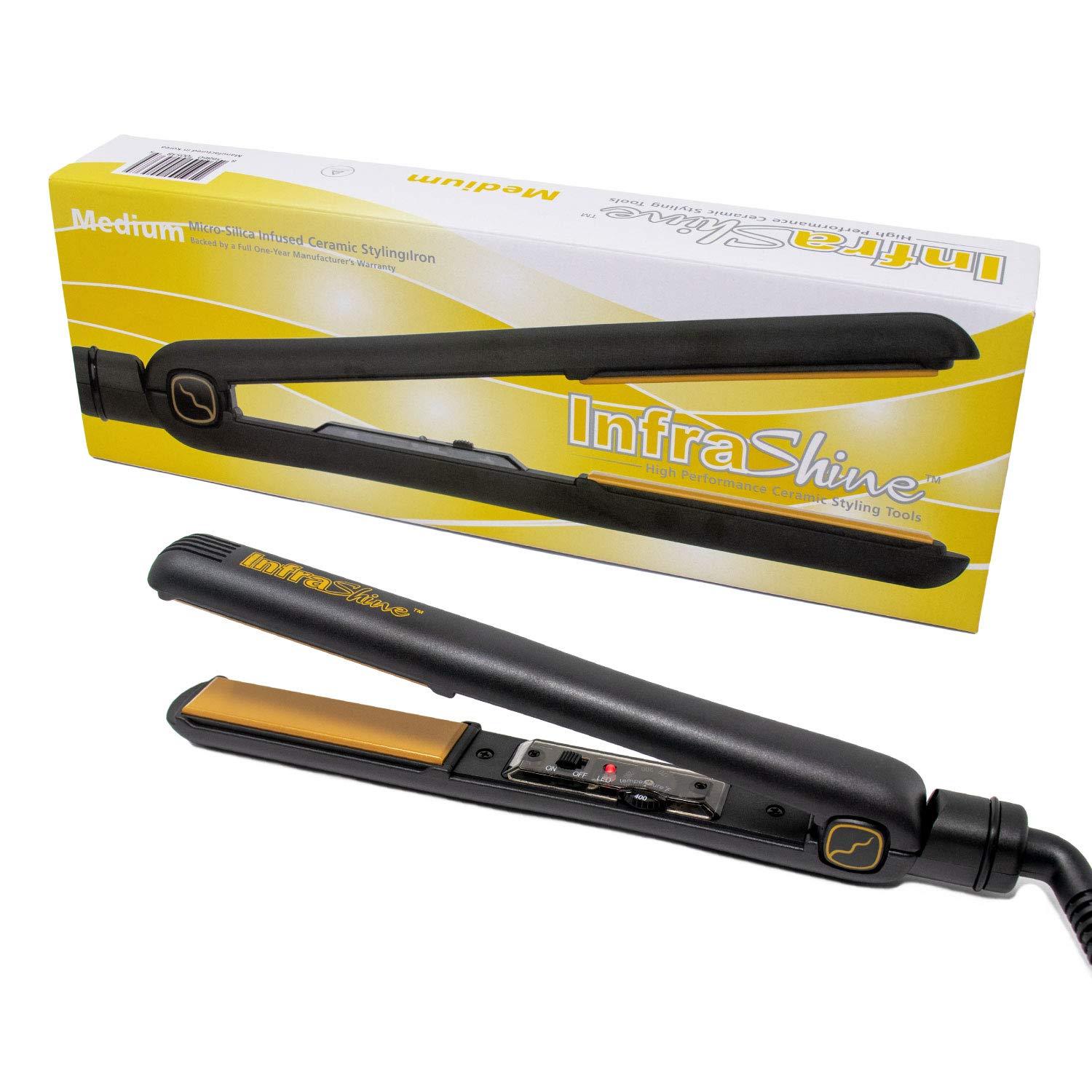 Original Medium Flat Iron 1 Inch - Black Ceramic Floating Plates for Smooth Shiny Frizz-Free Hair - Professional Hair Straightener for Home & Salon Use - 1 Year Warranty - Made in Korea - Perfect for Styling, Straightening & Smoothing Hair Daily