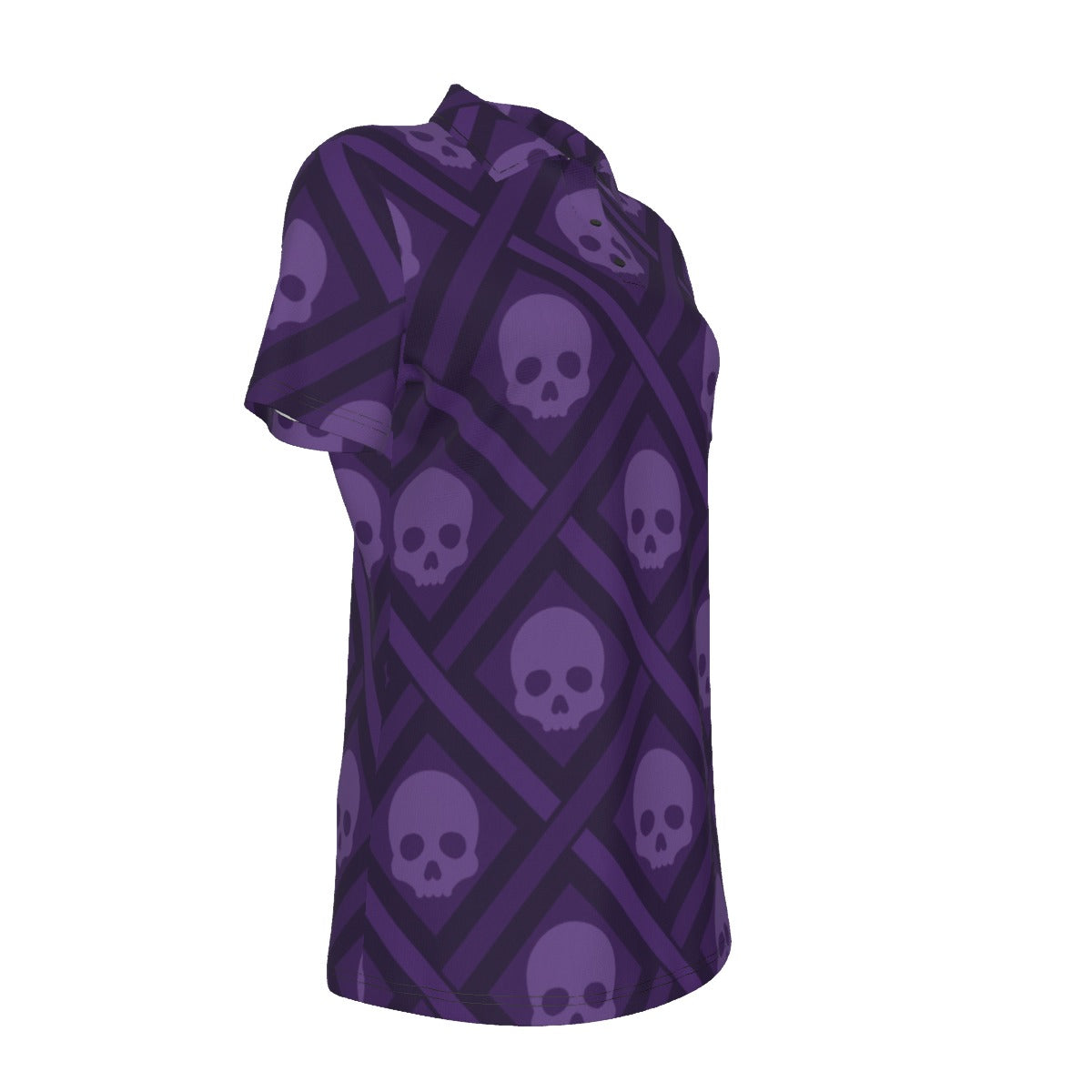 Stylish Purple Skulls Women's Polo Shirt - Trendy Casual Golf Tennis Top for Women - Perfect for Sports, Work & Everyday Wear