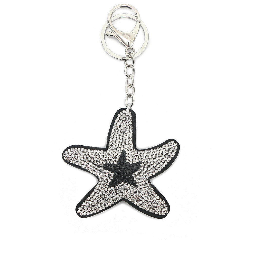 Crystal Starfish White Bag Charm - Elegant Beach-Themed Accessory for Handbags, Backpacks & Keychains | Perfect for Summer, Vacations & Coastal Fashion