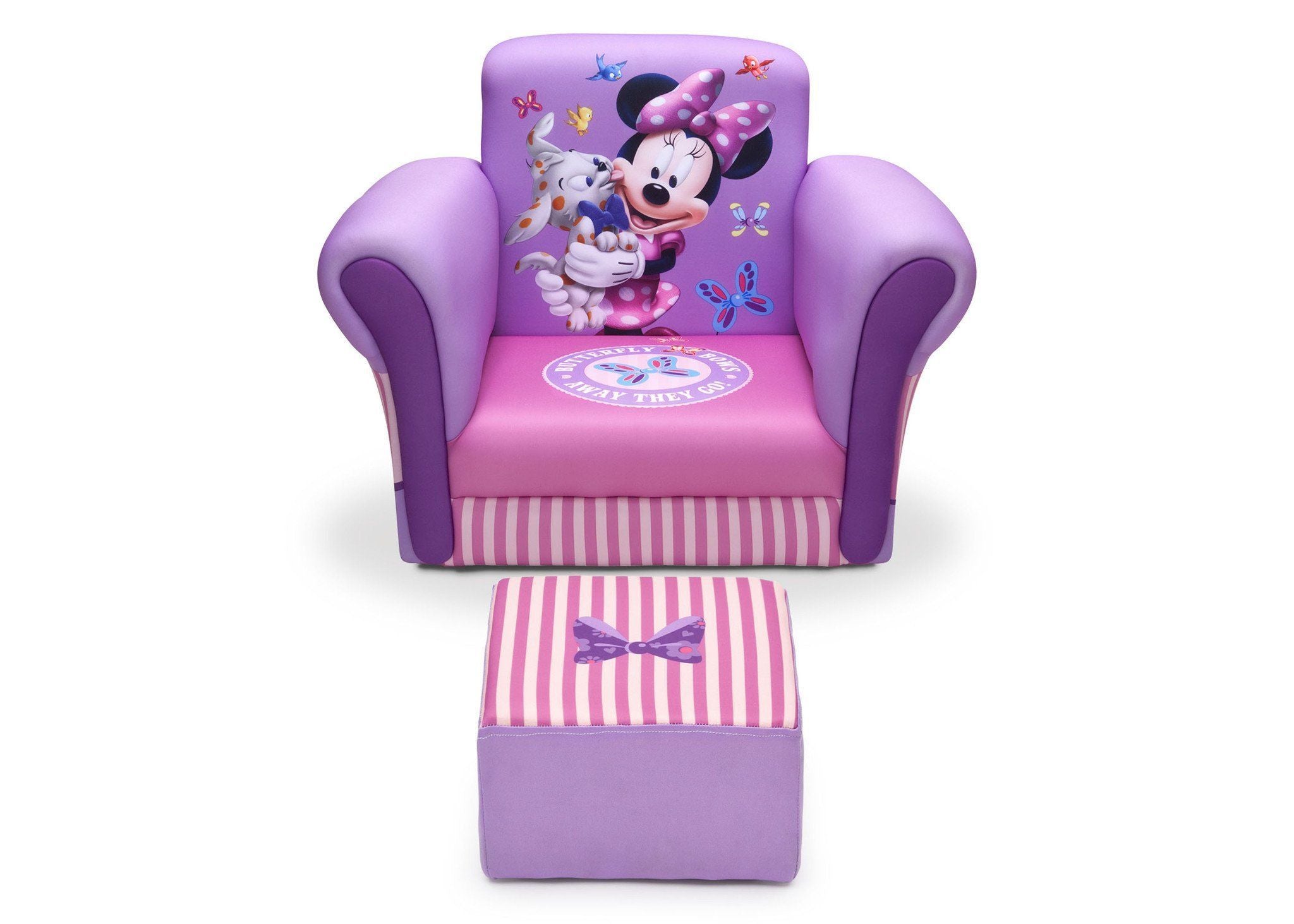 Minnie Mouse Upholstered Chair with Ottoman - Disney Kids Furniture for Bedroom & Playroom - Comfortable Seating for Girls' Room Decor & Reading Nook