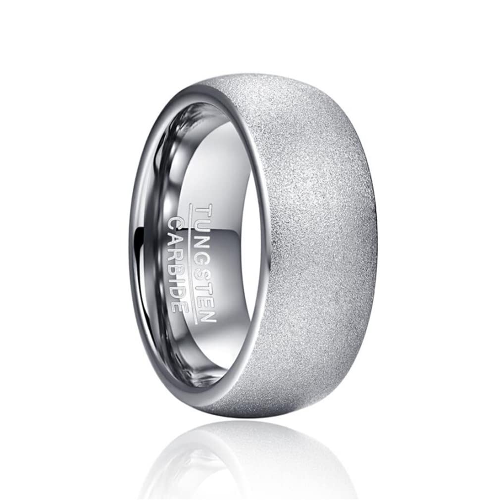 Sandblasted Steel Color Dome Tungsten Carbide Rings for Men – Durable Wedding Bands & Engagement Rings – Perfect for Everyday Wear & Special Occasions