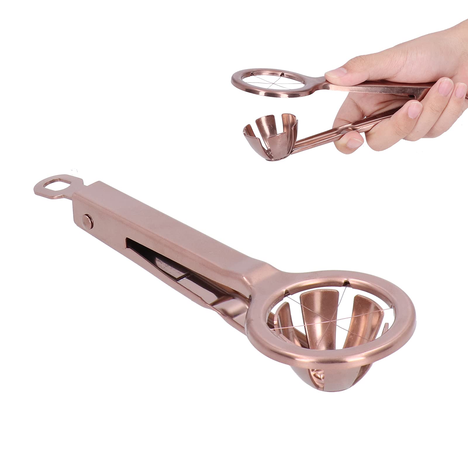 Stainless Steel Egg Slicer & Divider - Rustproof Kitchen Tool for Perfectly Cut Eggs - Ideal for Travel, Camping, Parties & Breakfast Preparation (Rose Gold)