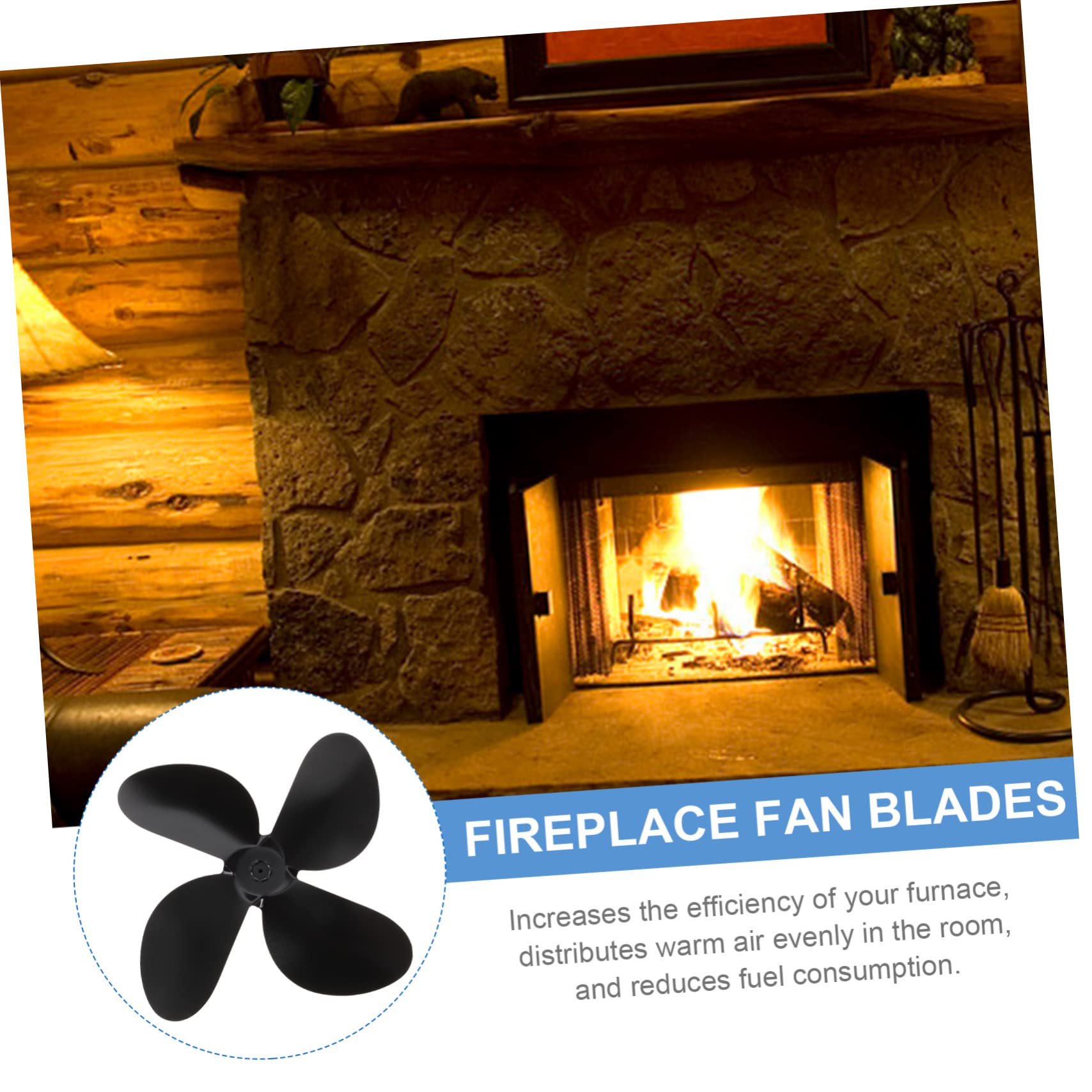 BUTIFULSIC Black Vertical Stove Fan Blades - Heat Powered Fireplace Fan Replacement Parts for Wood Stove, Outdoor Furnace & Ceiling Ventilation - Perfect for Home Heating & Energy Efficiency