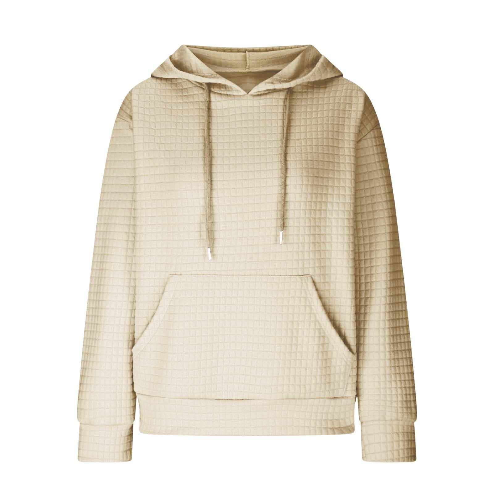 Women's Casual Waffle Knit Hoodie - Drawstring Pullover Sweatshirt | Fall Fashion 2024 Trendy Loose Fit Comfy Clothes | Perfect for Autumn Outings, Coffee Dates & Cozy Loungewear