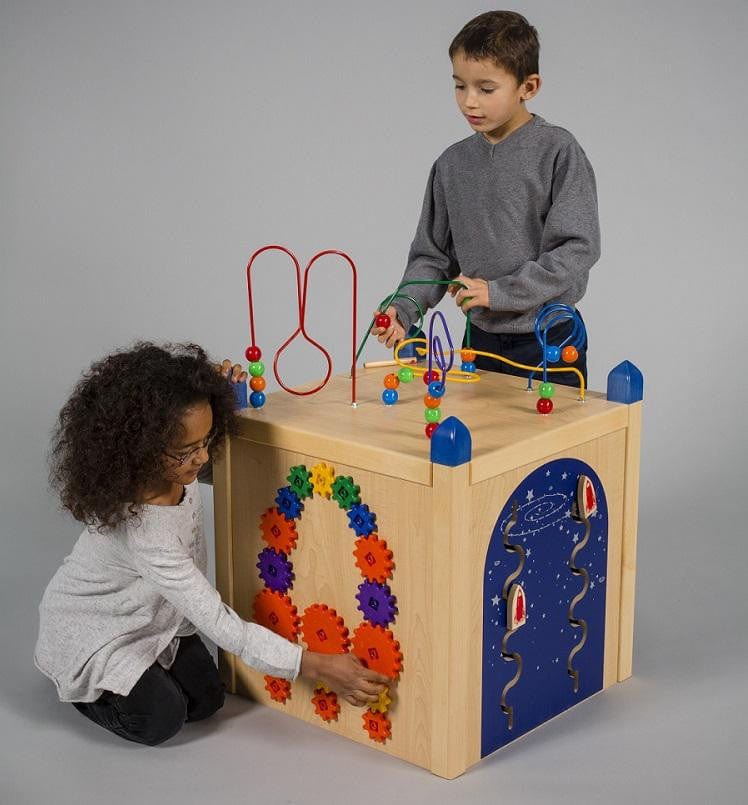 Play Panel Box - Interactive Wooden Activity Cube for Toddlers - Educational Learning Toy for Kids - Perfect for Daycare, Preschool & Home Playtime