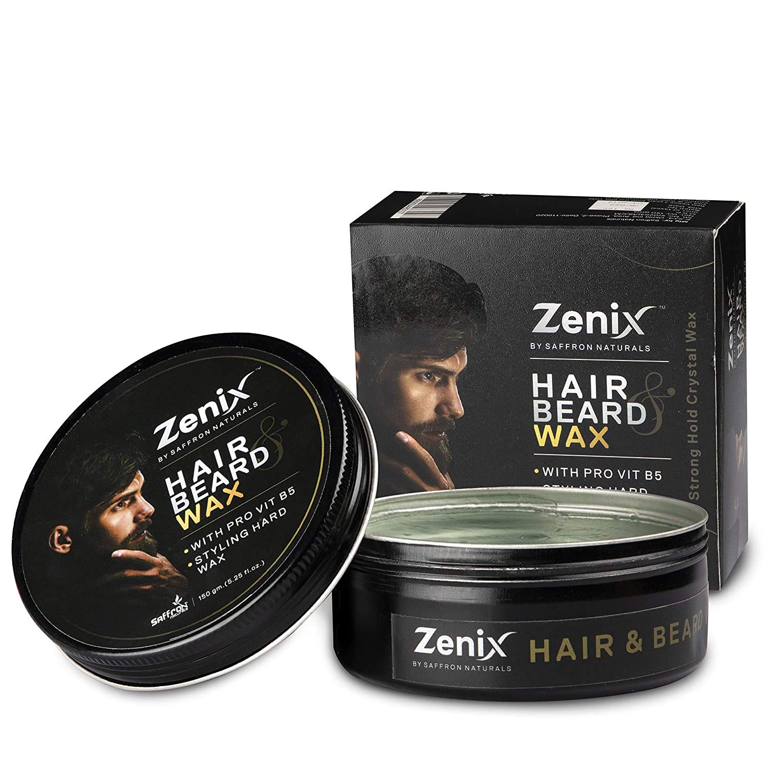 Zenix Saffron Naturals Strong Hold Beard Wax & Styling Cream for Men - Black (2 Pack) - Perfect for Daily Grooming, Beard Shaping & Styling