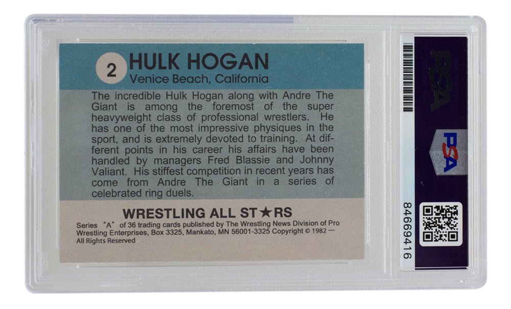 Hulk Hogan Signed RP 1982 Wrestling All Stars Card #2 PSA/DNA Auto Gem Mint 10 - Rare Collectible Wrestling Memorabilia for Fans & Display