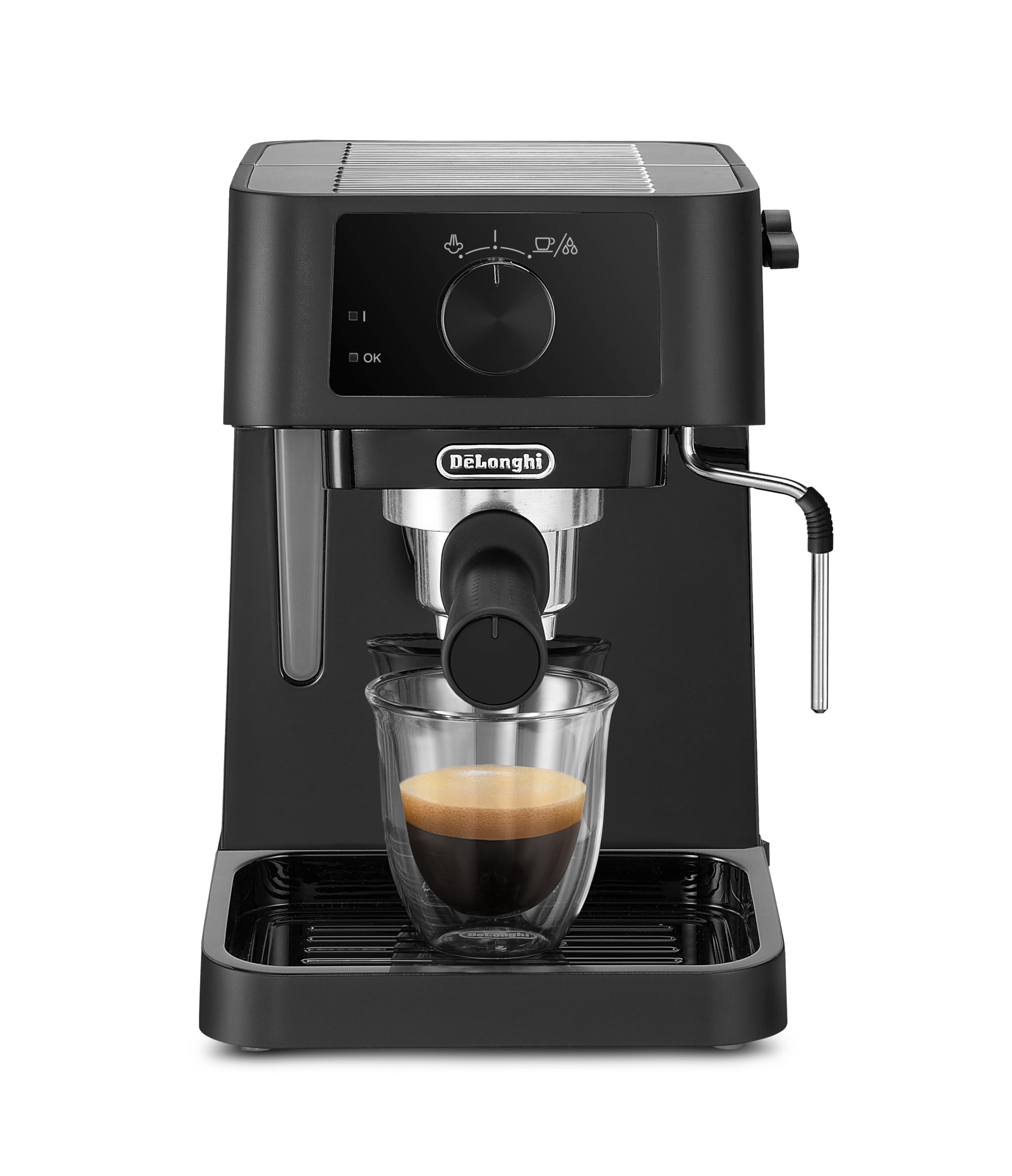 De'Longhi Stilosa EC230.BK Traditional Pump Espresso Machine for Barista-Style Coffee - 15 Bar Pressure, Milk Frother for Espresso & Cappuccino, 2 Cup Capacity, Black - Perfect for Home Coffee Bars & Office Break Rooms