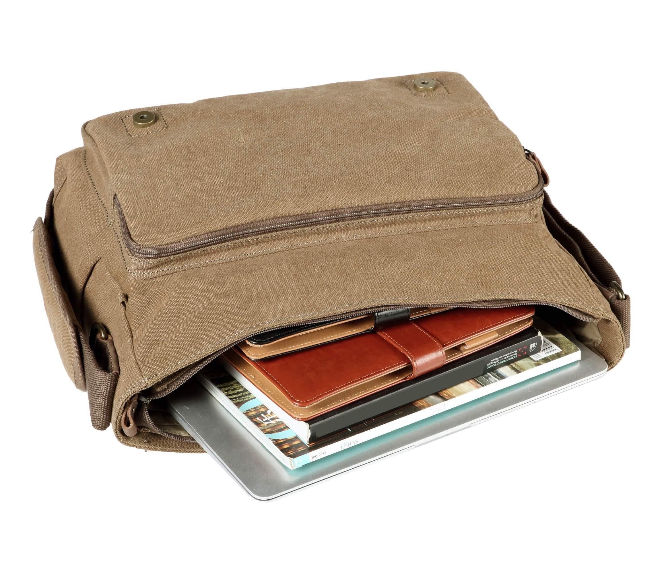 TRP0207 Troop London Classic Canvas Laptop Messenger Bag - Durable Water-Resistant Work & Travel Briefcase for Men & Women | Perfect for Office, Business Trips & Daily Commute