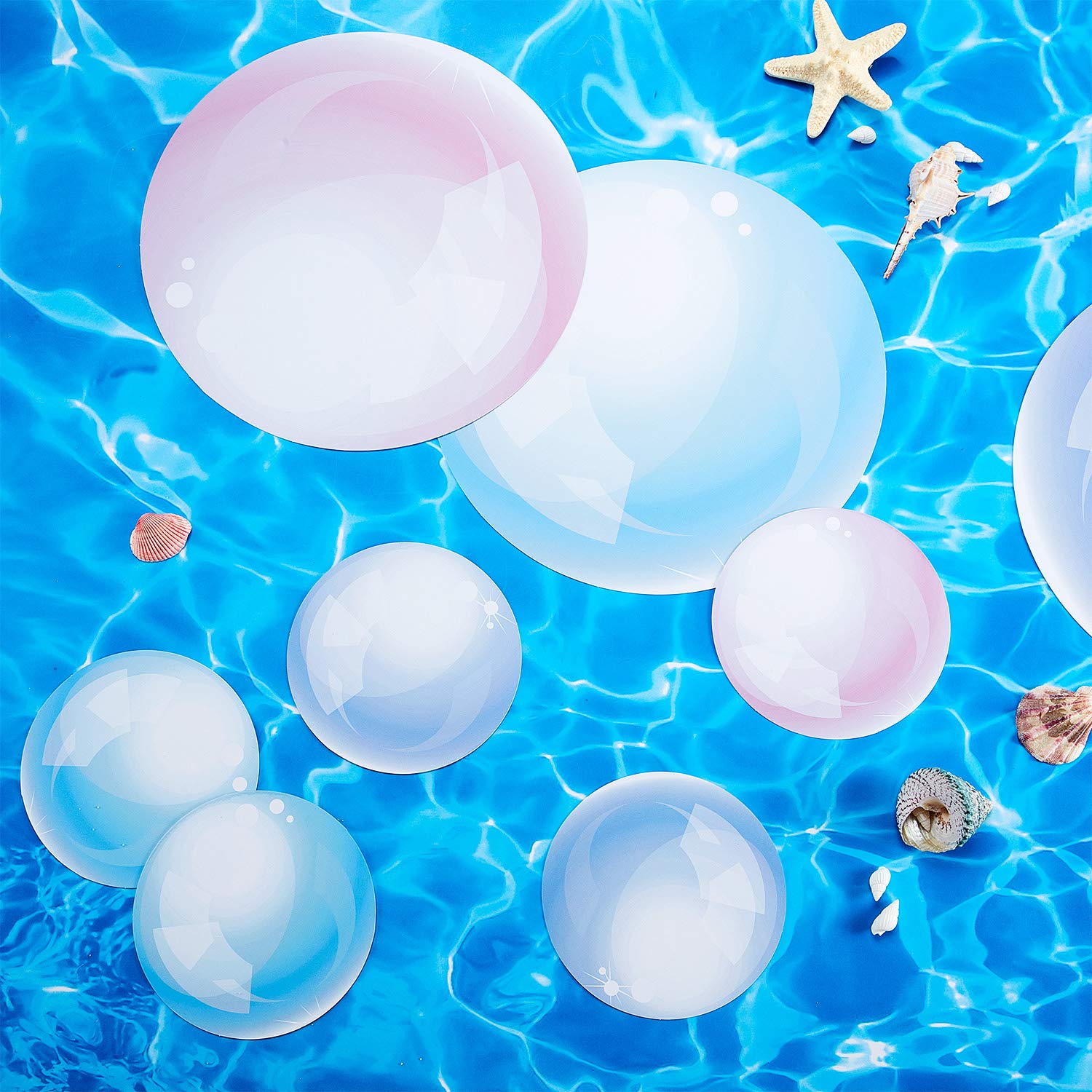 Outus 30-Piece Bubble Wall Decals - Ocean Themed Mermaid Cutouts for Baby Shower Party Decor, Bathroom & Bedroom Wall Stickers - Perfect for Underwater Theme Parties, Nursery Decor, and Bubble Bath Backgrounds