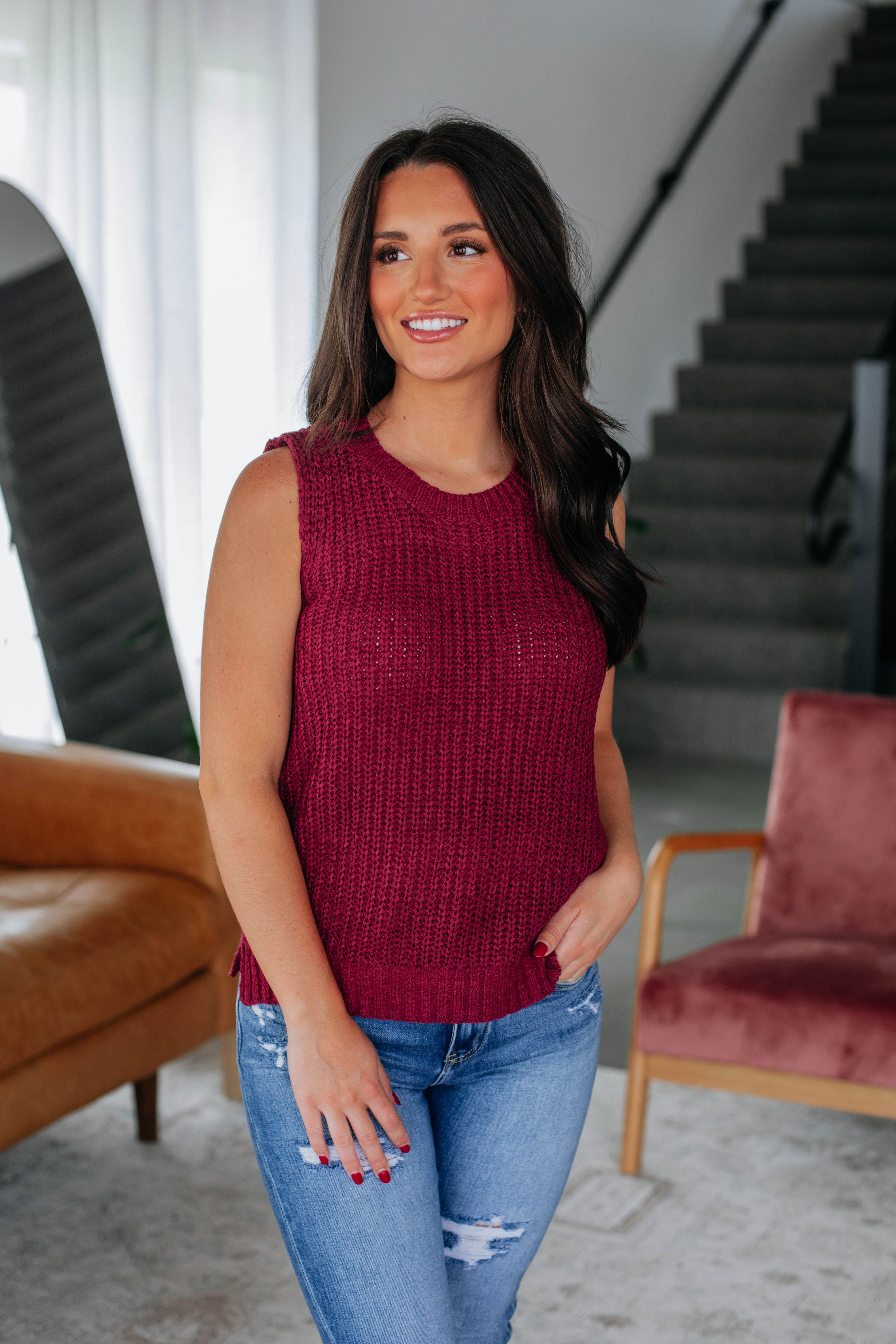 Hanlen Knit Tank Top for Women - Soft Stretchy Plum V-Neck Camisole | Perfect for Layering, Summer Outfits, and Casual Wear