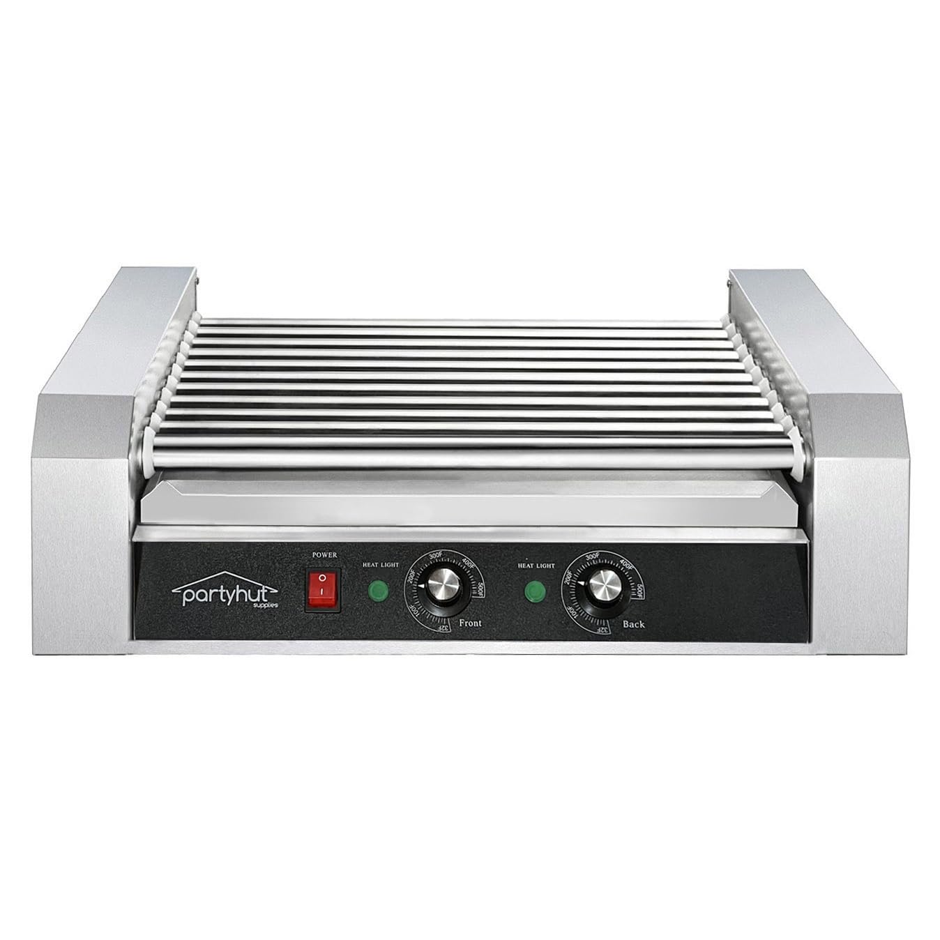 **Commercial Grade 30 Hot Dog Roller Warmer Grill Cooker Machine - 11 Non-Stick Rollers, Stainless Steel Drip Tray - Perfect for Restaurants, Food Trucks, and Outdoor Events**