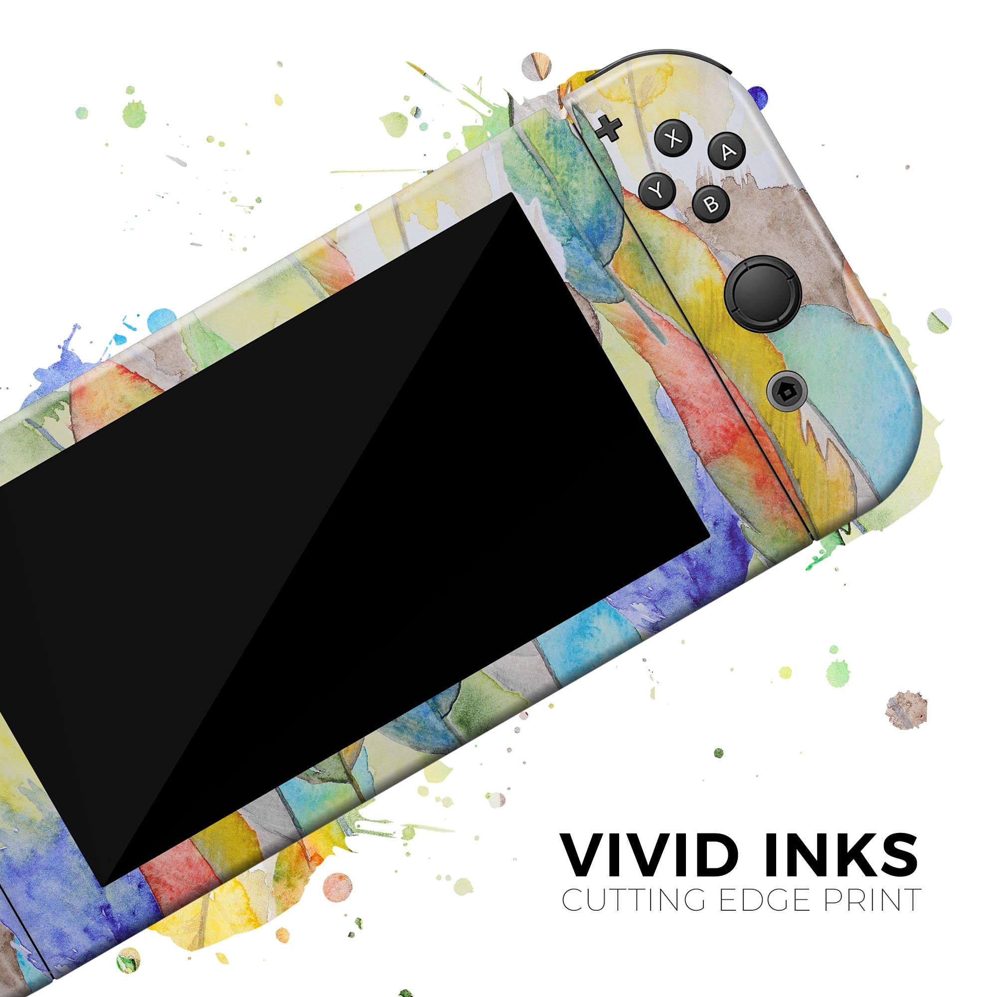 Nintendo Switch Joy-Con Skin Decal - Scratch-Resistant Removable Vinyl Wrap Cover with Vivid Watercolor Feather Design - Protective Gaming Accessory for Switch Joy-Con Controllers - Perfect for Gaming Enthusiasts and Customization Lovers