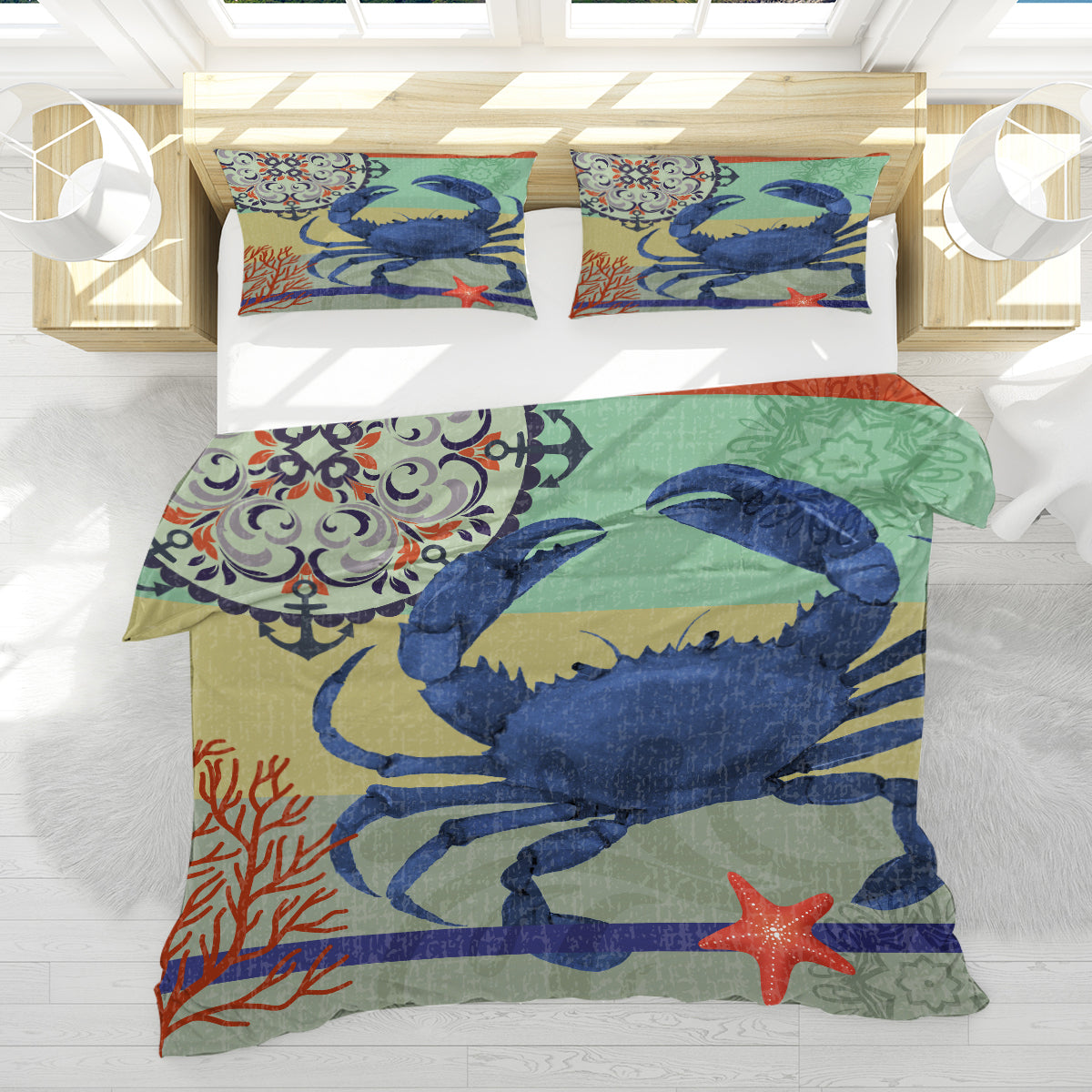 Reversible Crab Passion Bedspread Set - Soft & Stylish Comforter Cover for Bedroom Decor, Perfect for Guest Rooms, Dorms & Cozy Home Styling