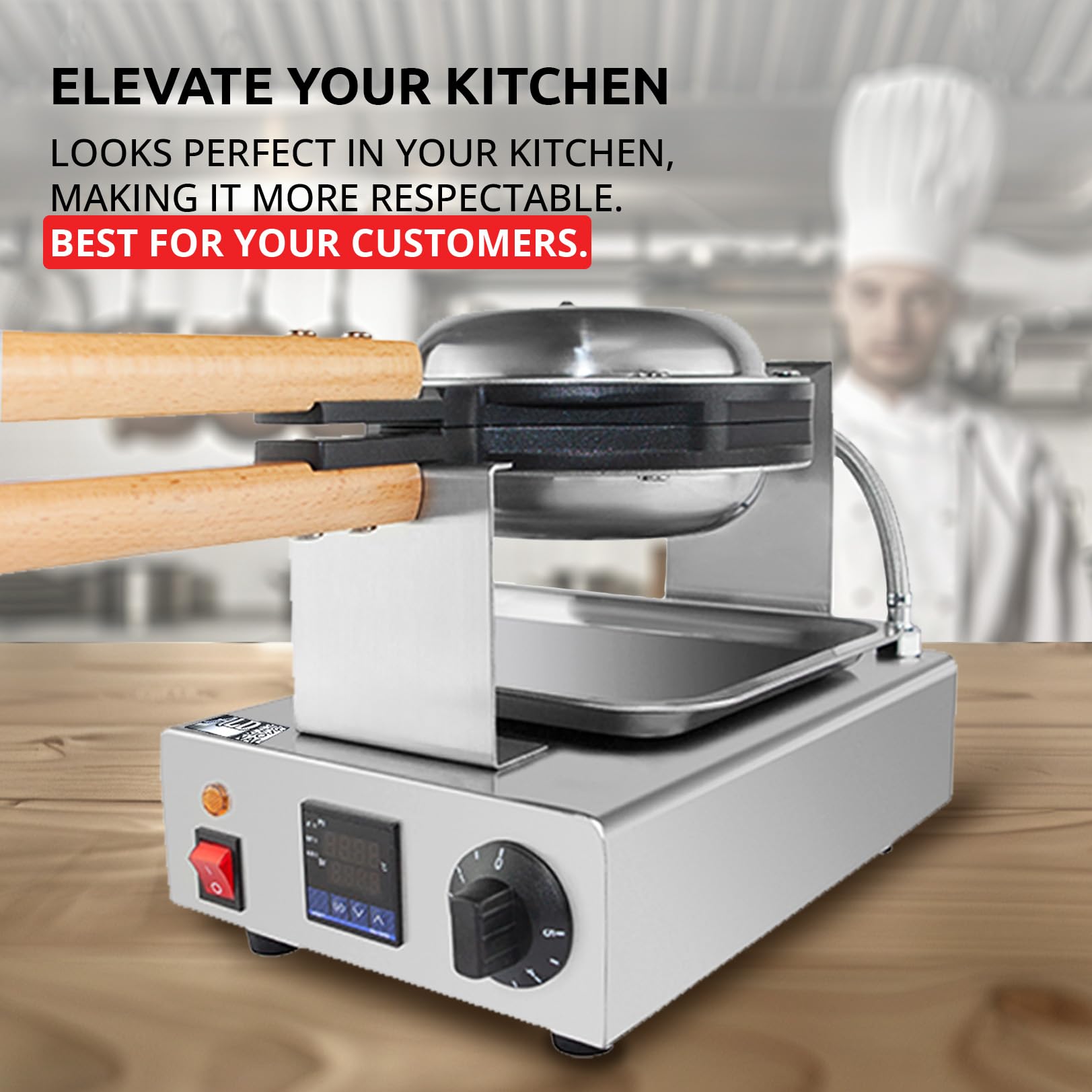 Commercial Stainless Steel Bubble Waffle Maker Machine with Digital Thermostat - 110V Electric Egg Waffle Iron for Home & Restaurant Use - Perfect for Making Hong Kong Style Egg Puffs, Desserts & Street Snacks (AP-124)