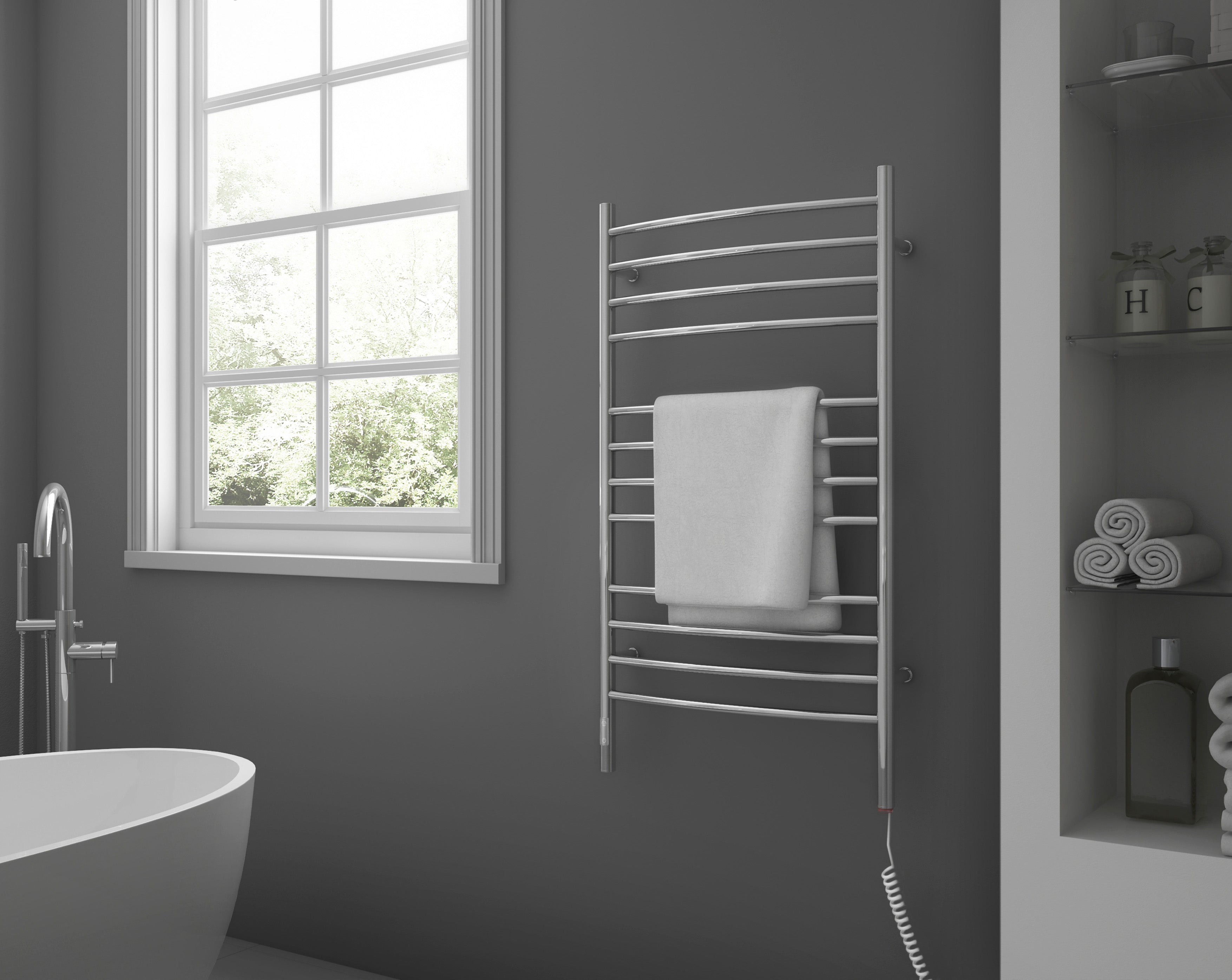 12 Bar Dual Wall Mount Towel Warmer with On Board Timer - Polished Stainless Steel Heated Towel Rack for Bathroom, Spa & Luxury Home Use