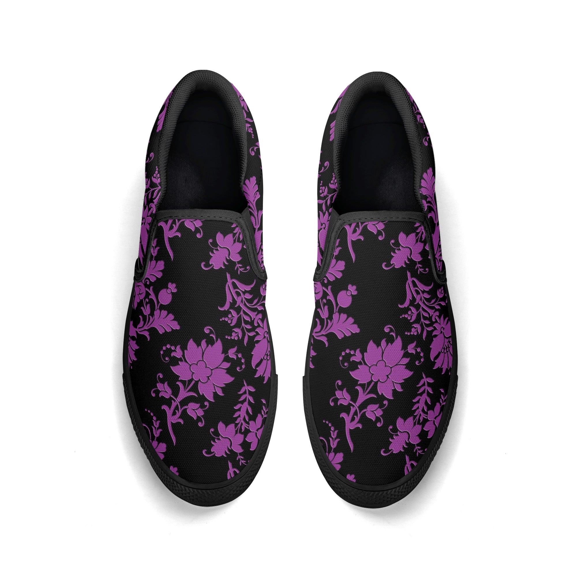 **Women's Purple Floral Slip-On Shoes - Comfortable & Stylish Casual Loafers for Walking, Work & Everyday Wear**