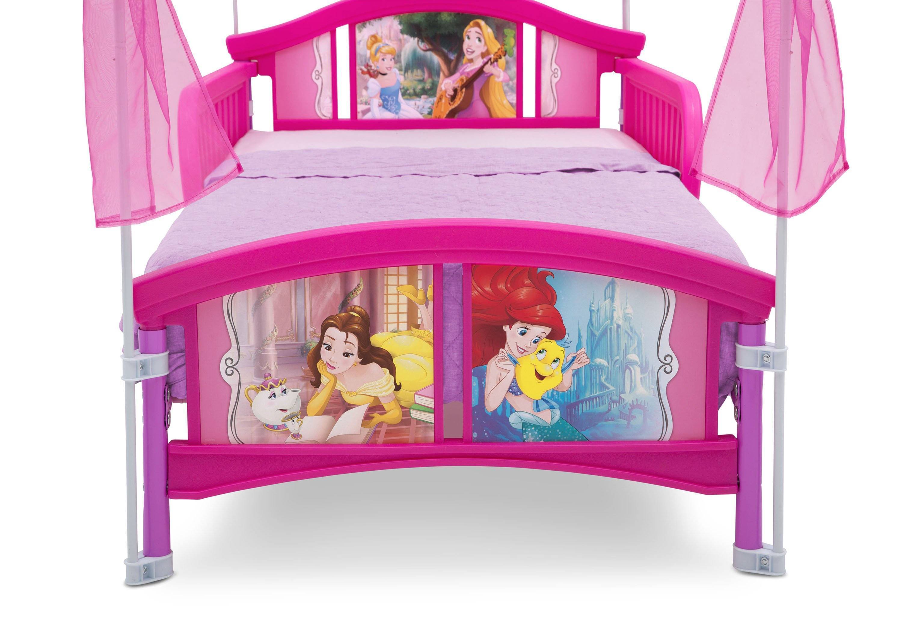 Princess Canopy Toddler Bed for Girls - Pink & White Floral Design - Perfect for Nursery, Bedroom Decor & Kids Sleepover Parties
