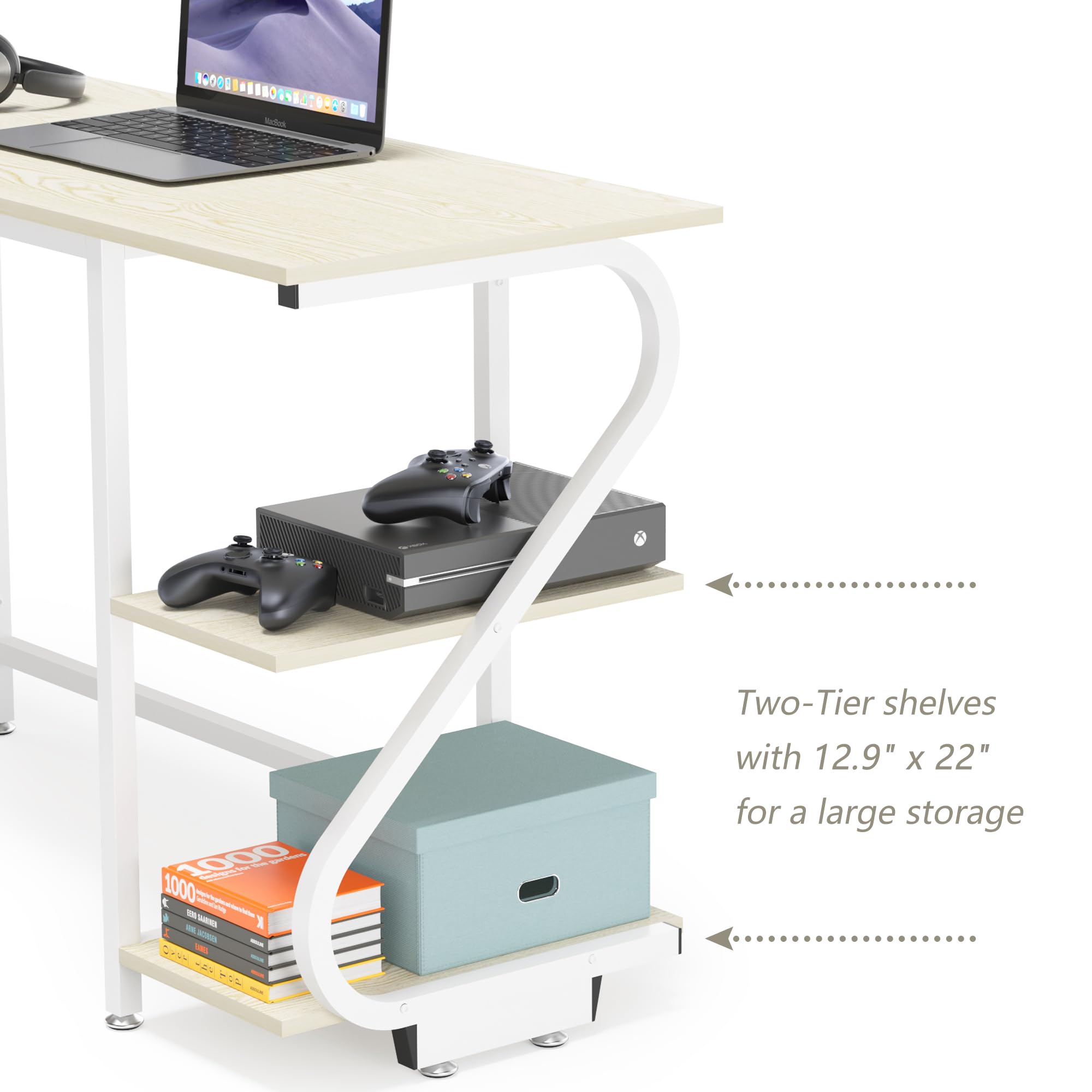 Weehom Reversible L-Shaped Computer Desk with Storage - Home Office Gaming Workstation, Corner Writing Table for Small Spaces, Beige - Perfect for Home Office, Gaming Setup & Study Spaces