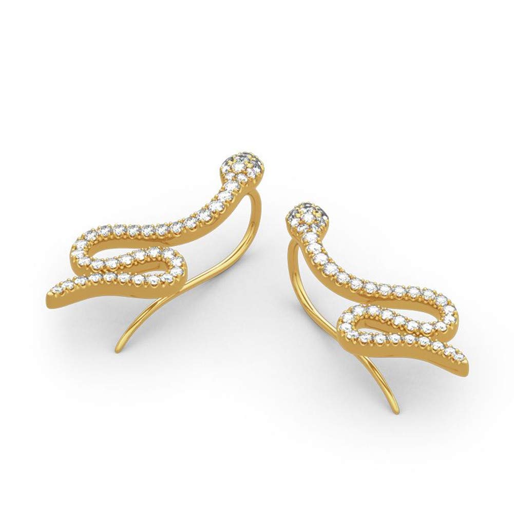 Jeulia 1.65 Carat Diamond Climber Earrings for Women - 925 Sterling Silver Snake Stud Earrings 14K Gold Plated Hypoallergenic Jewelry - Perfect for Parties, Weddings & Everyday Elegance