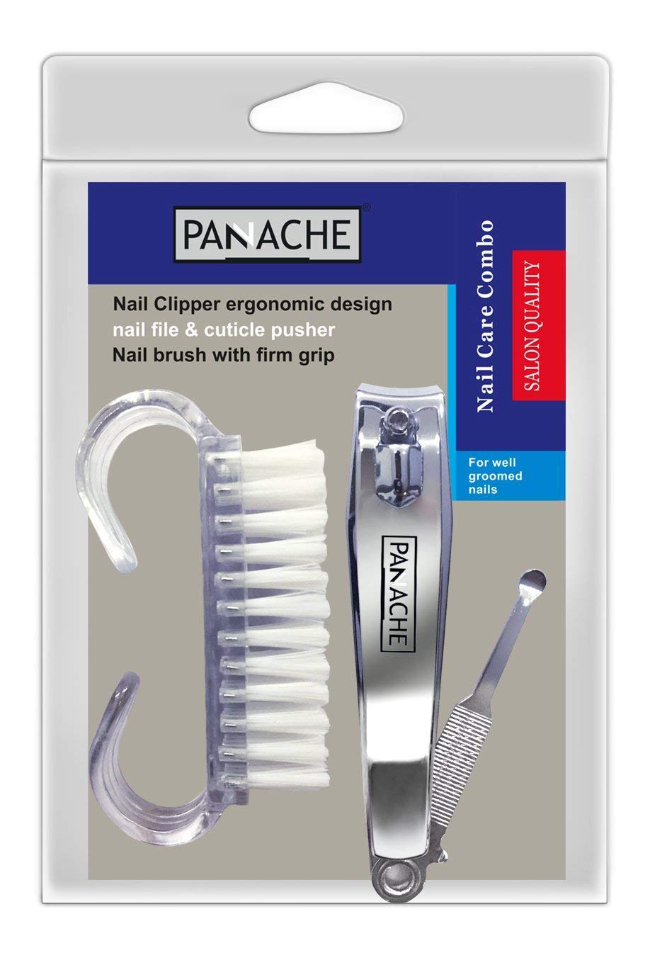 Panache Professional Nail Care Kit - Stainless Steel Nail Clipper & Soft Bristle Nail Brush Set for Perfect Manicure & Pedicure | Home, Travel & Salon Use