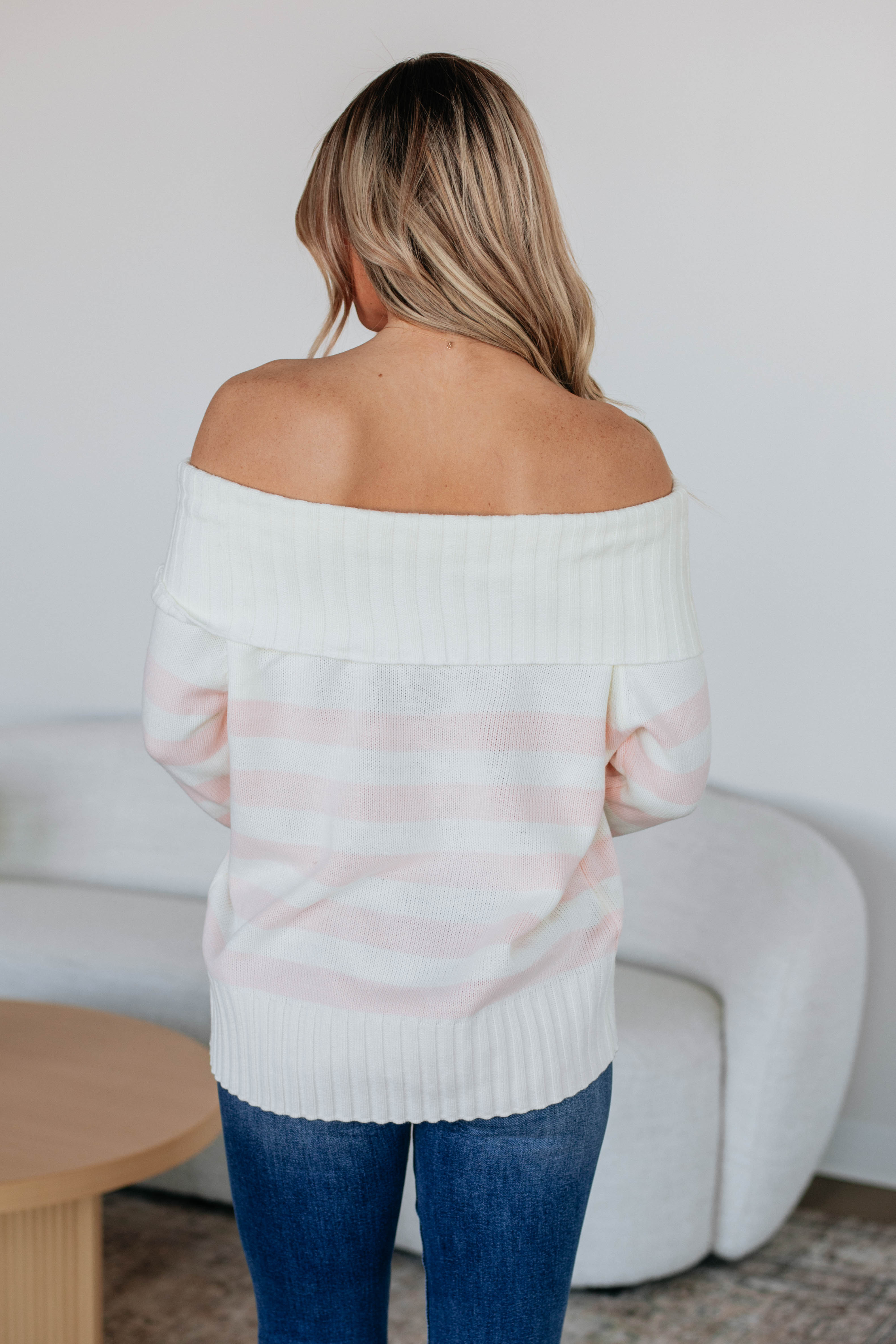 Chantelle Women's Off The Shoulder Sweater - Ivory Knit Pullover for Fall & Winter Fashion | Casual Wear, Date Night, Office Outfits