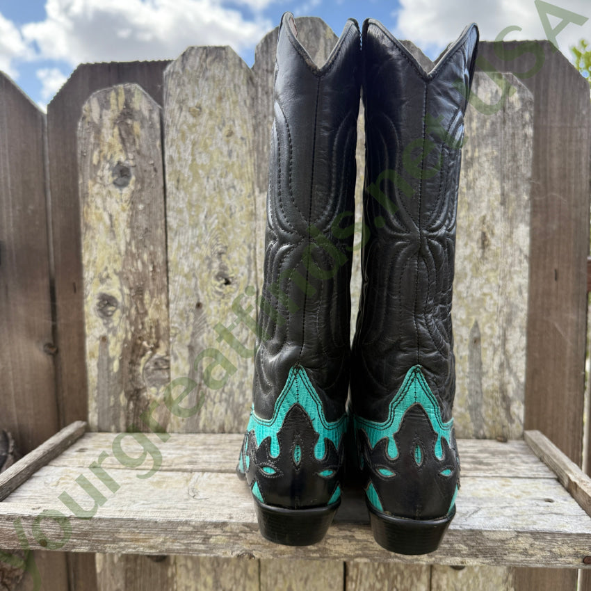 Sundance Flings Black & Turquoise Western Boots for Women - Cowgirl Boots Size 7 | Perfect for Country Dancing, Rodeos & Western Fashion Outfits